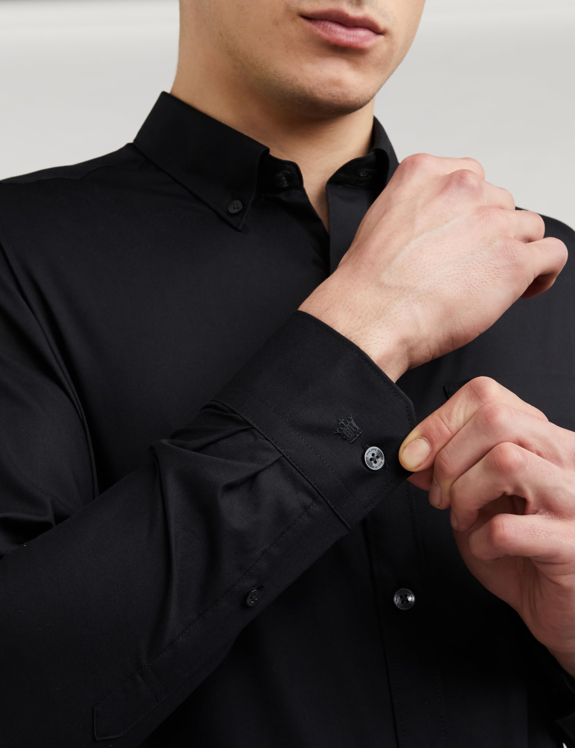 Louis Philippe Men's Cotton Classic Fit Shirt - Black - Image 5