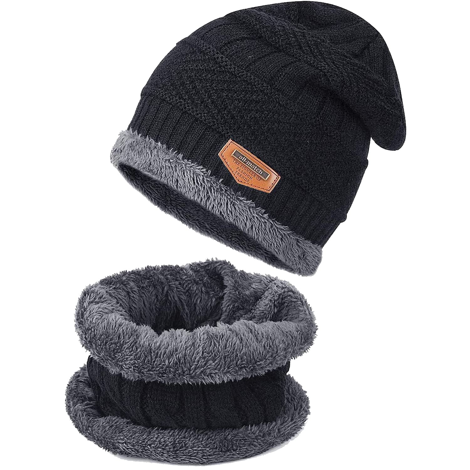 FF Woolen Cap with Neck Muffler for Men & Women - Multicolor