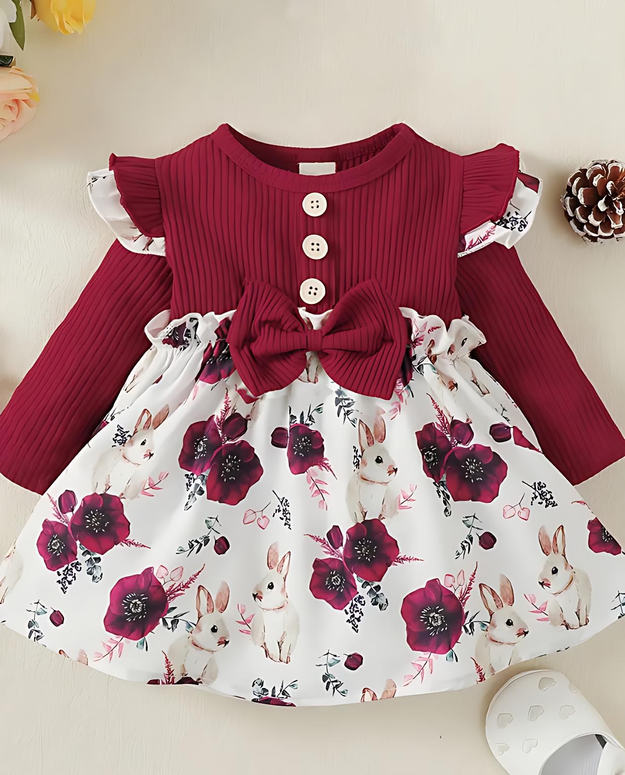 Floral Frock for Baby Girls - Soft Modal Fabric - Image 3