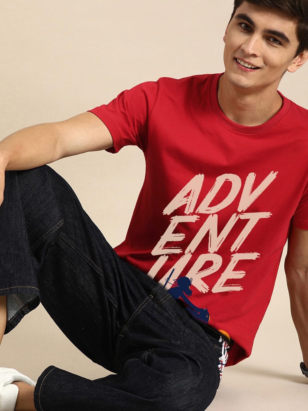 Bewakoof Men's Printed Cotton T-Shirt - Red - Image 4