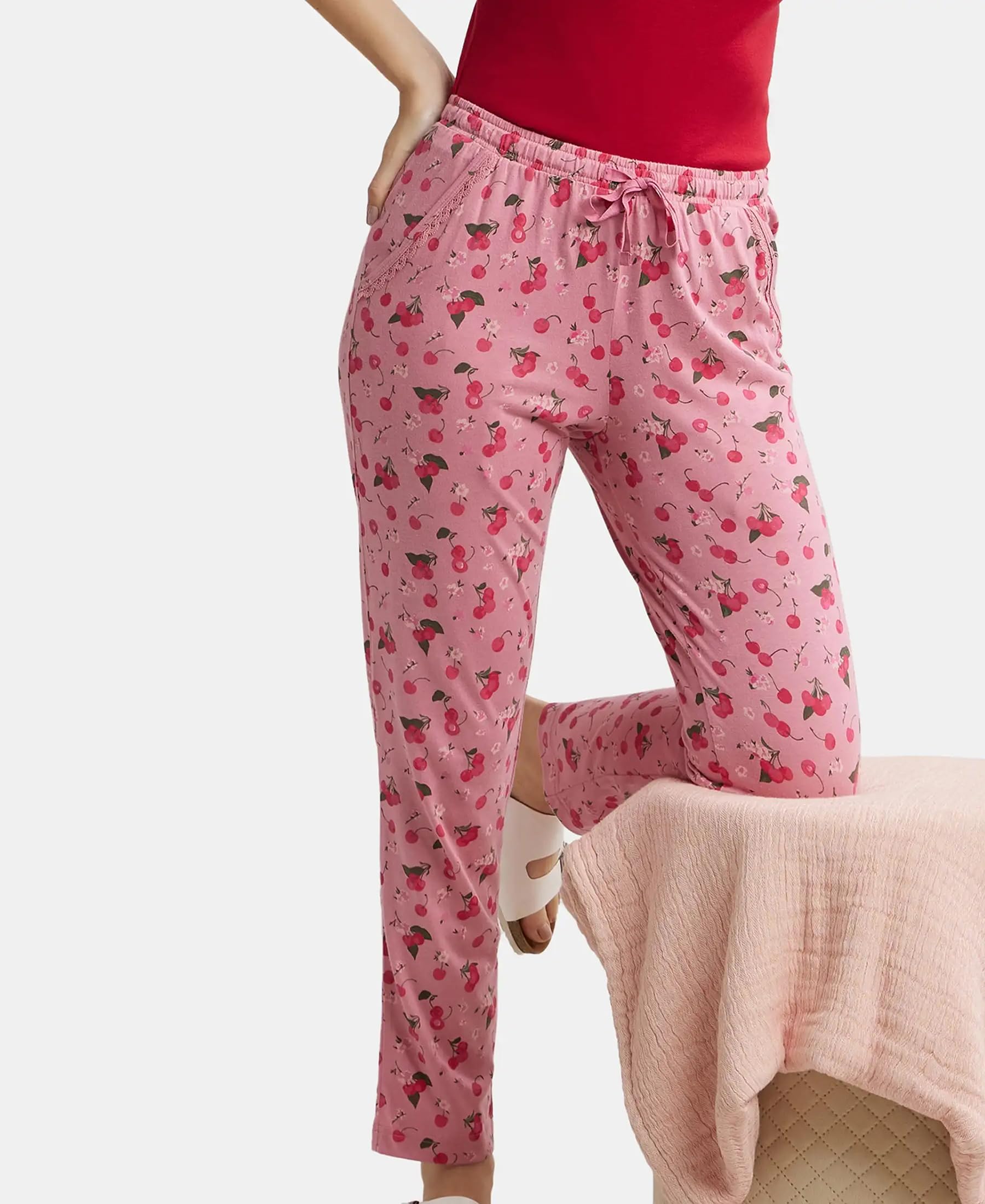 Jockey Women's Printed Pyjama Set with Lace Trim - Image 5