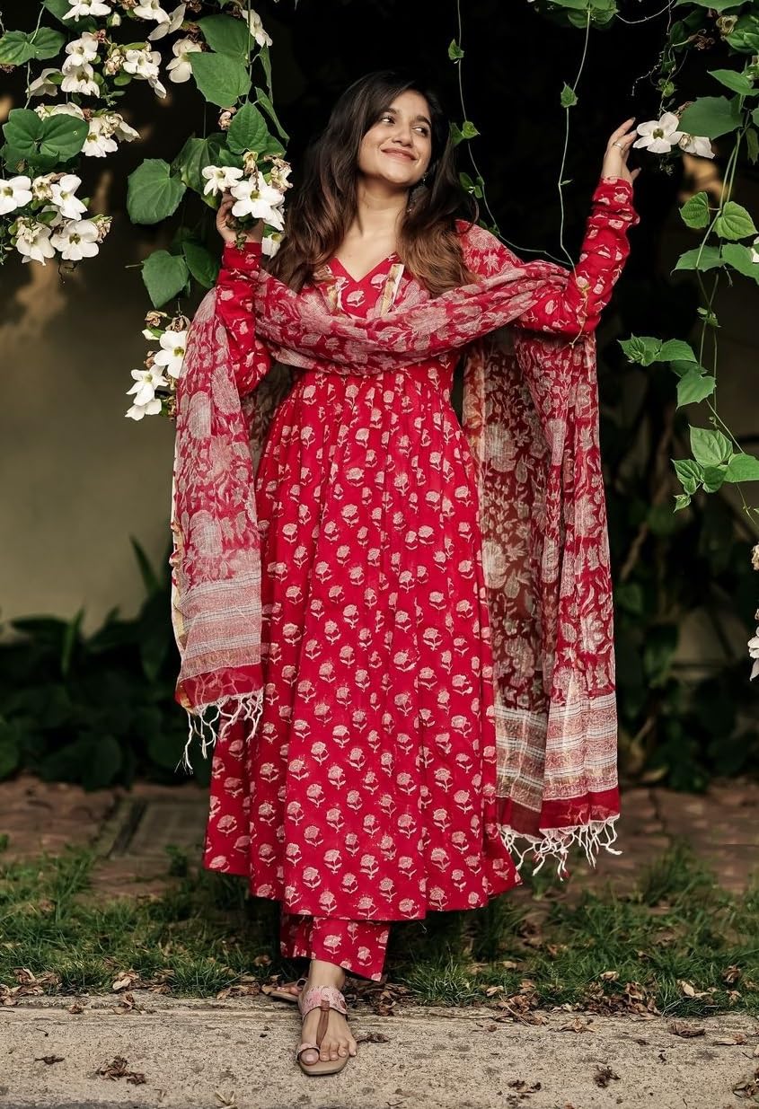 KLOSIA Women Printed Anarkali Kurta Set - Image 4