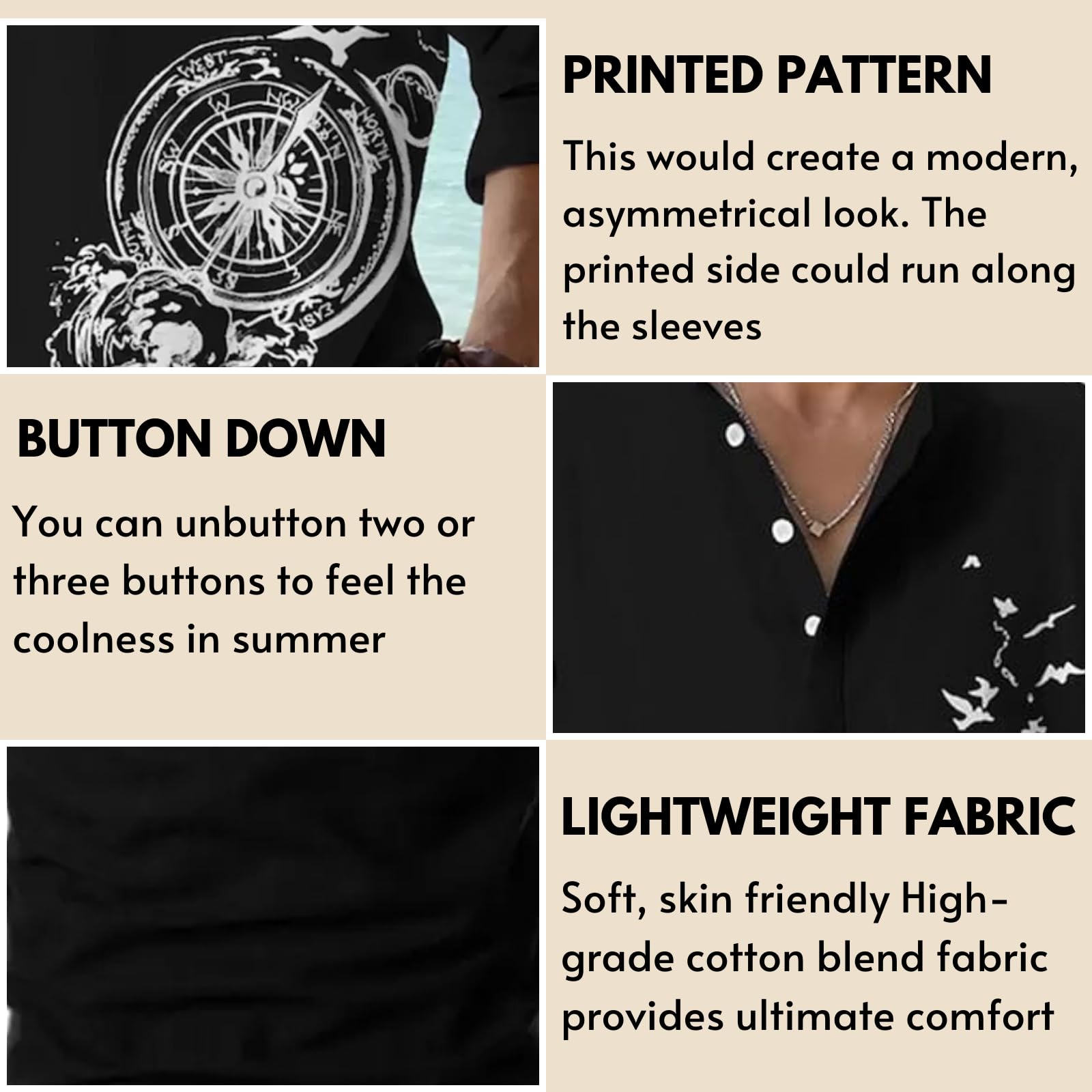 DEELMO Men's Black Mandarin Collar Kurta - Image 3