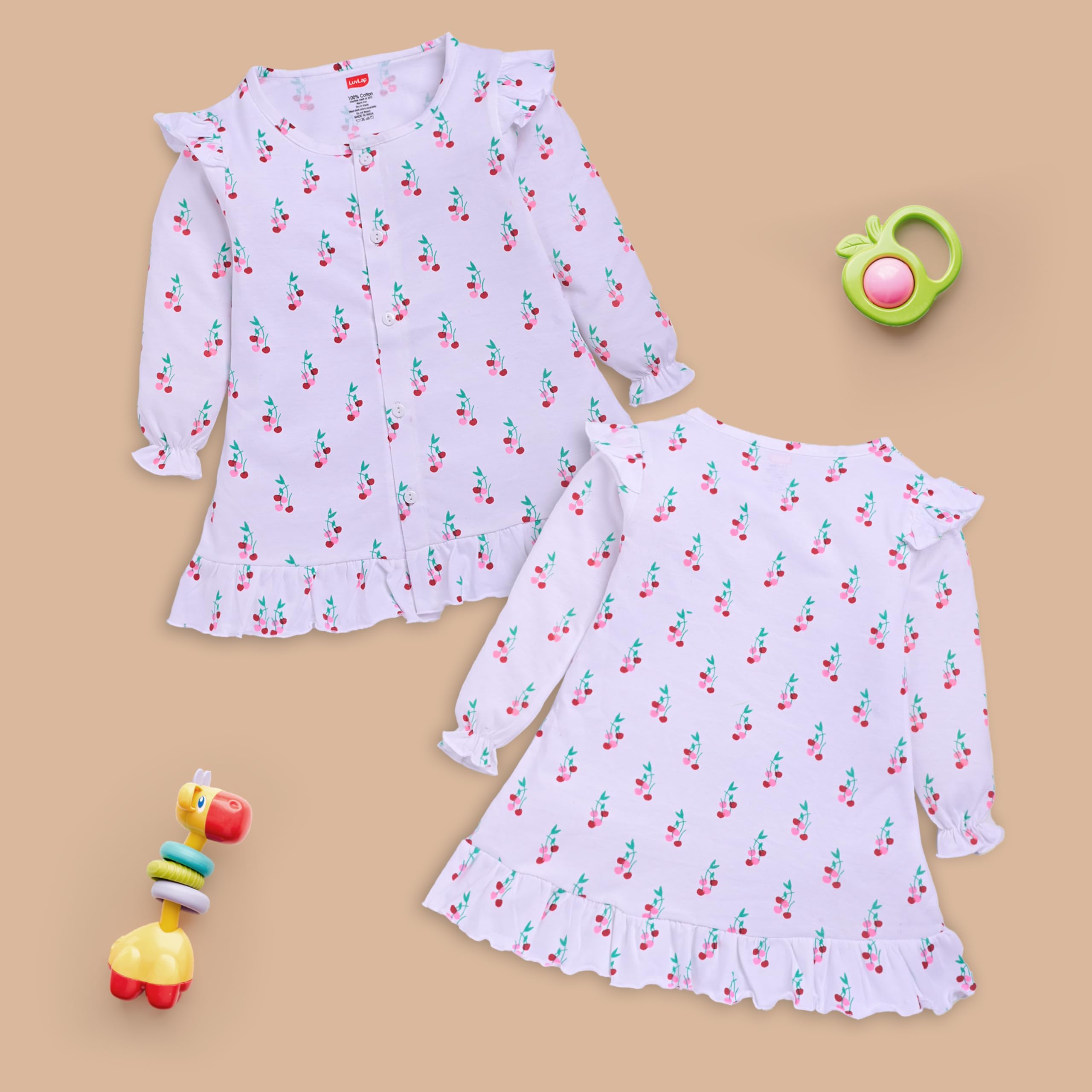 LuvLap Multicolour Cotton Frocks for Baby Girls - Image 3