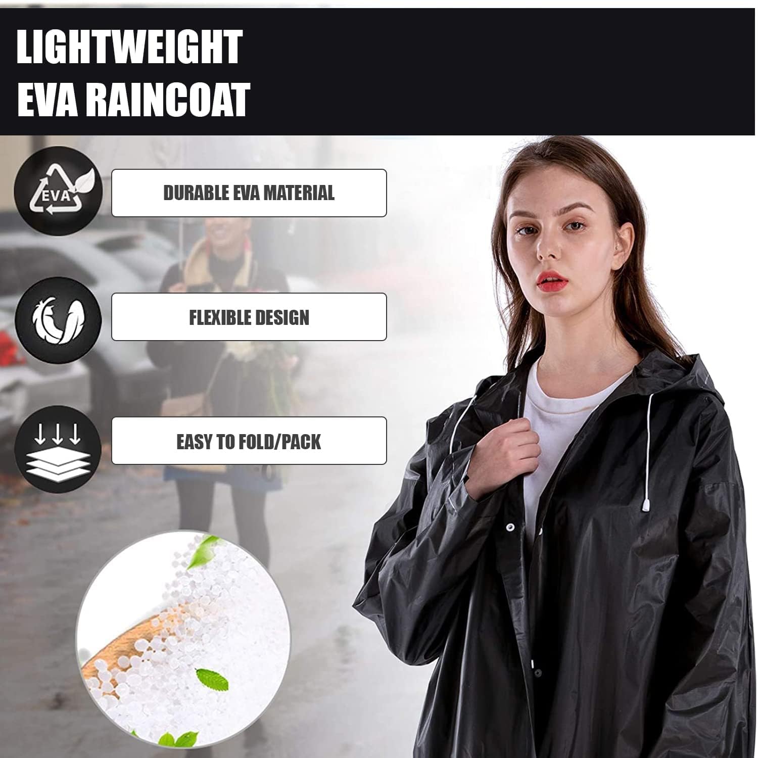 HACER EVA Unisex Raincoat - Waterproof Black - Image 5