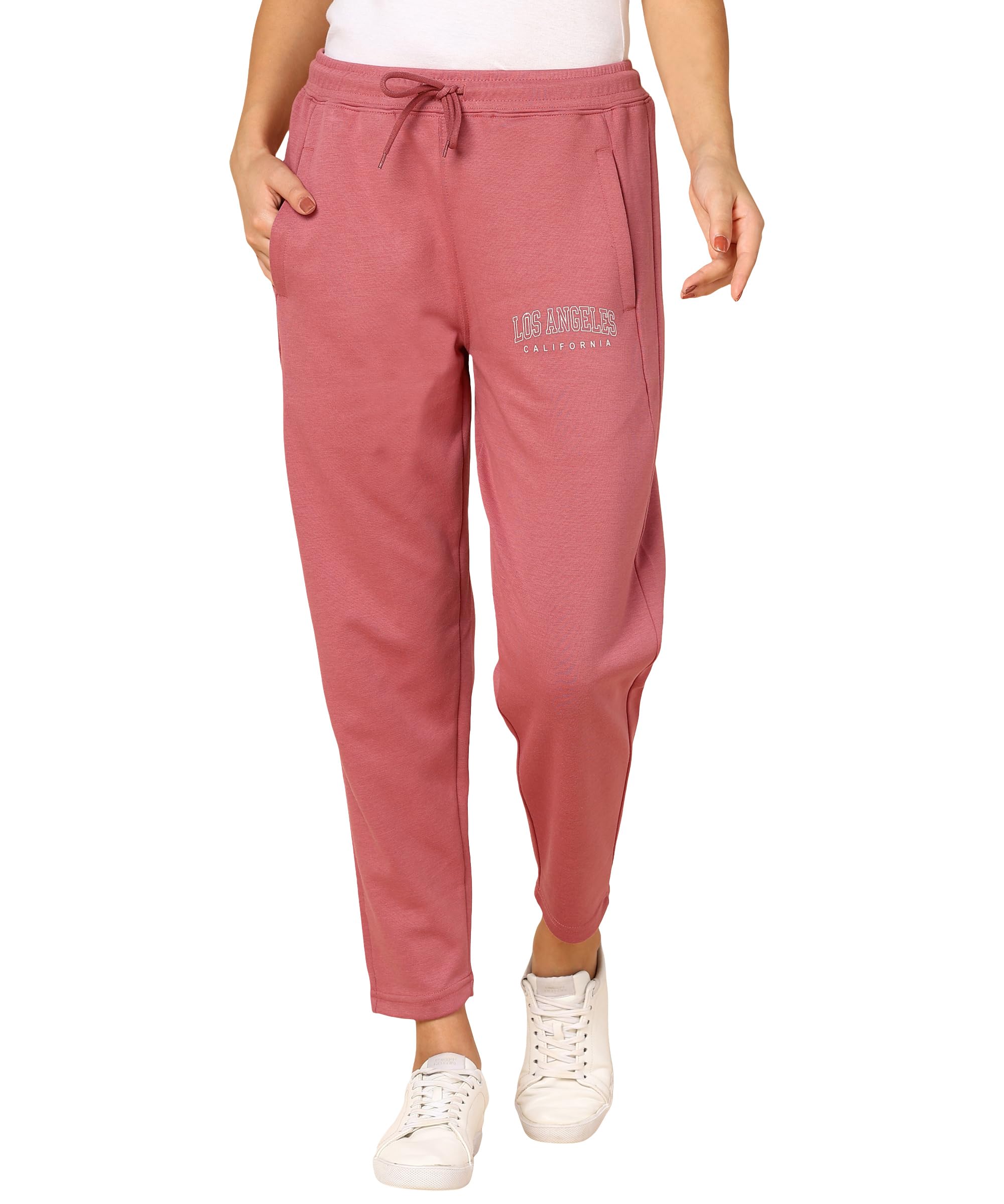 Alan Jones Women's Ankle-Length Cotton Trackpant - Pink