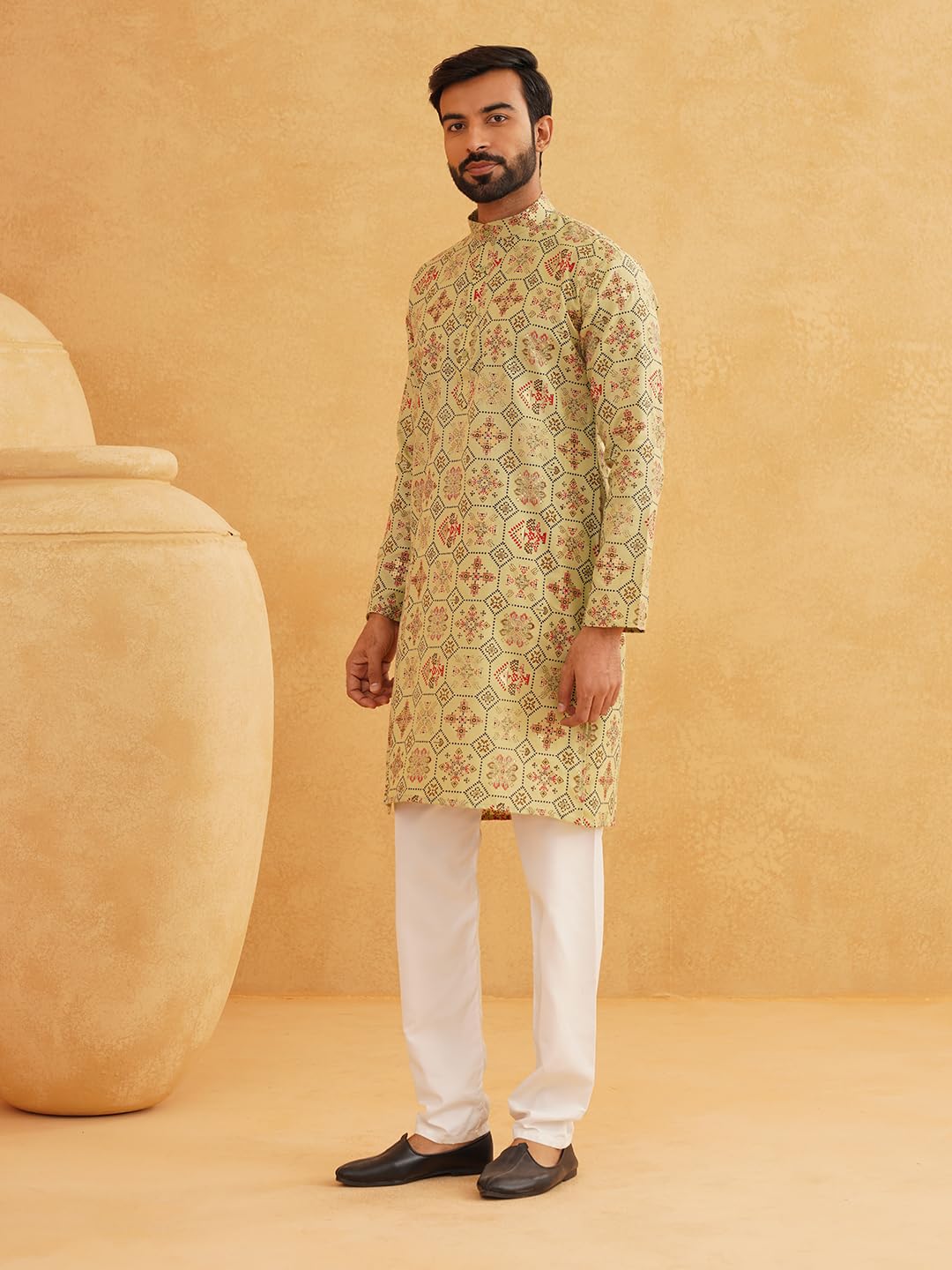 SOJANYA Pista Green Kurta for Men - Image 3