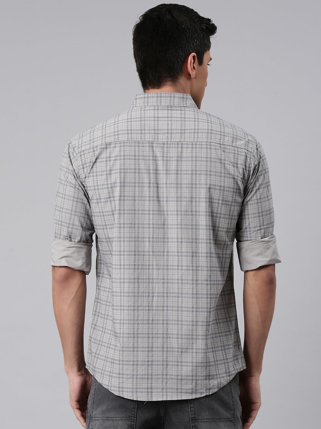 Majestic Man Checked Casual Shirt - Light Grey - Image 4