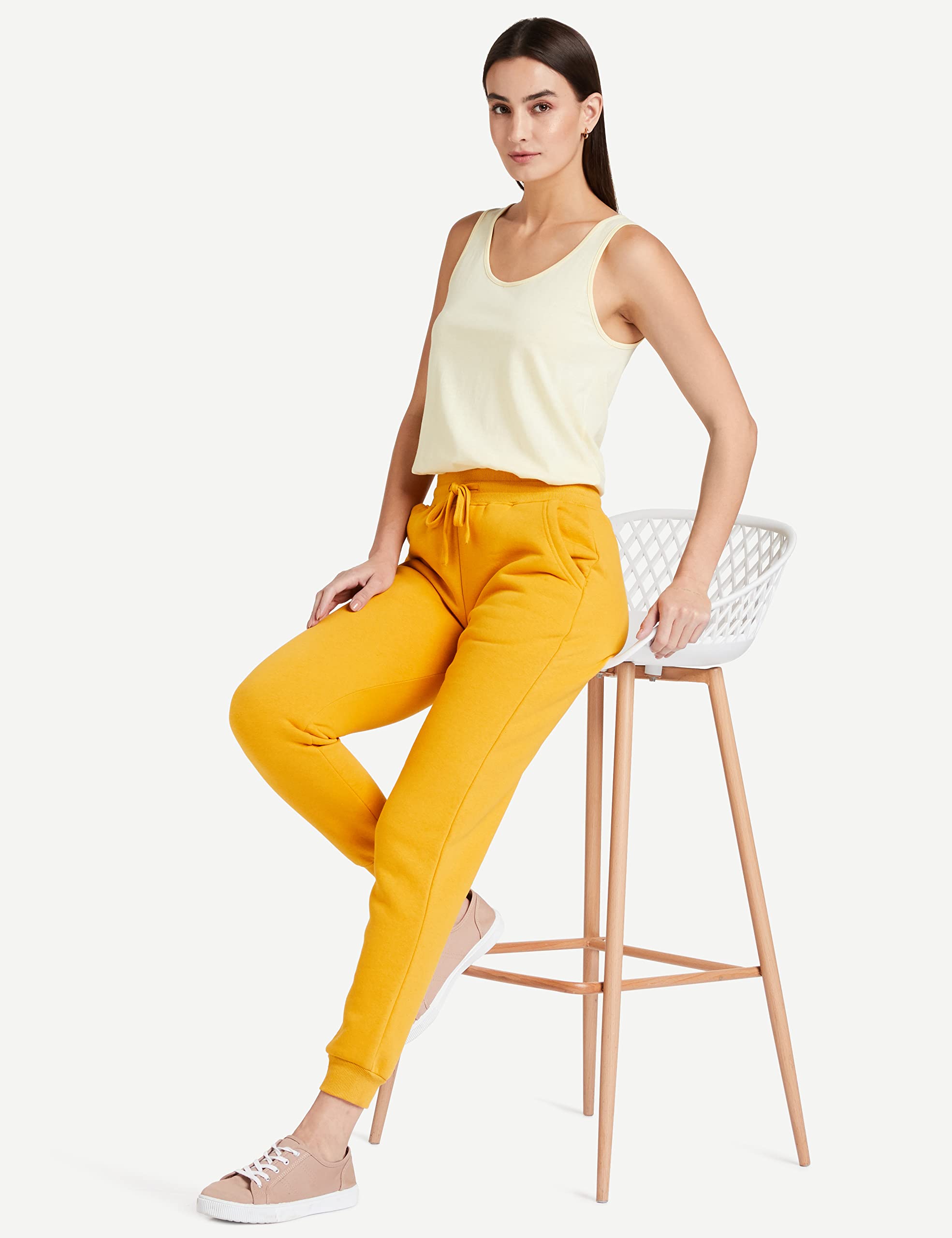 Amazon Women's Jogger Track Pants - Mustard Fleece - Image 4