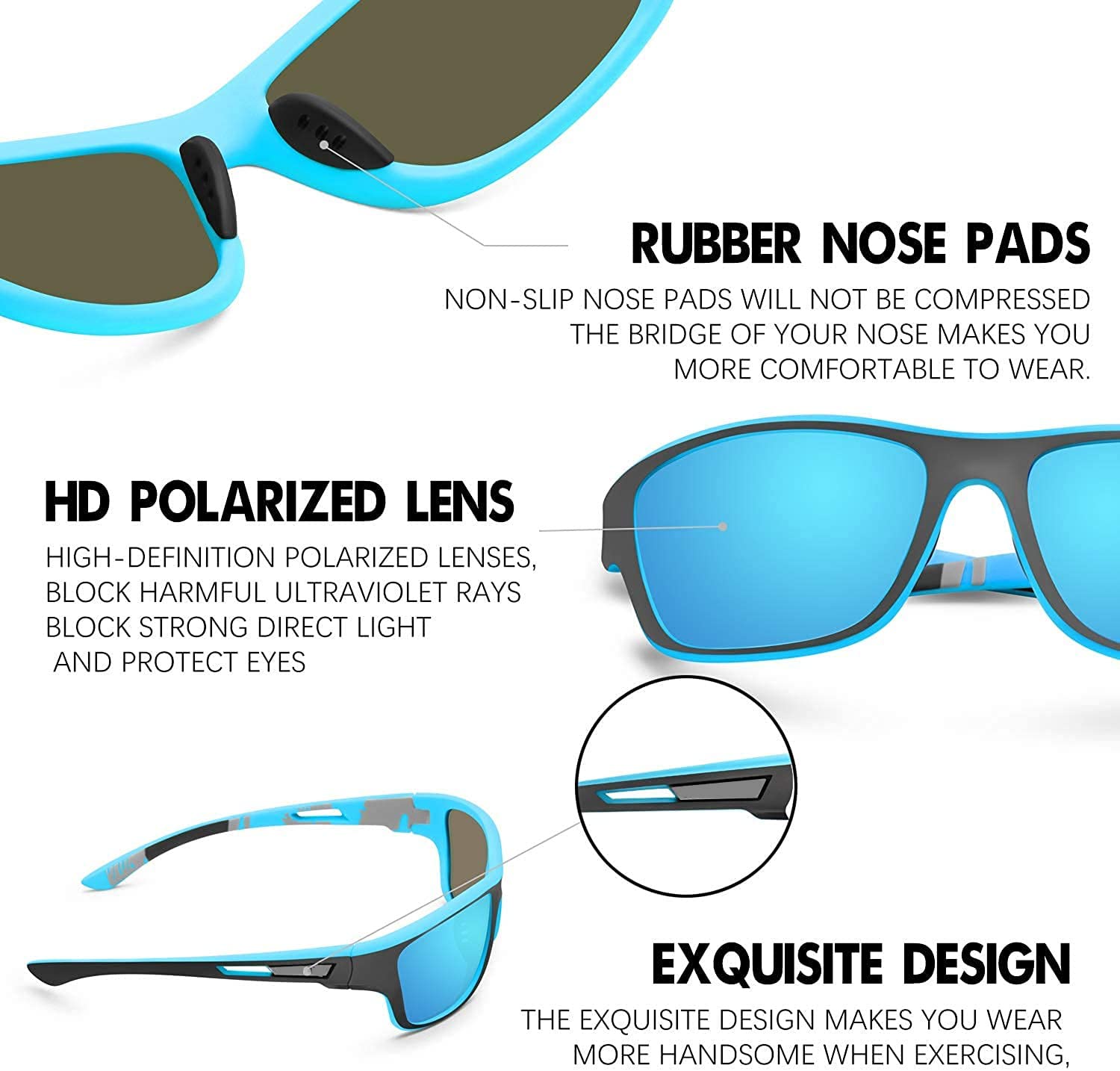 ELEGANTE Blue Mirrored Polarized Sunglasses for Men - Image 4