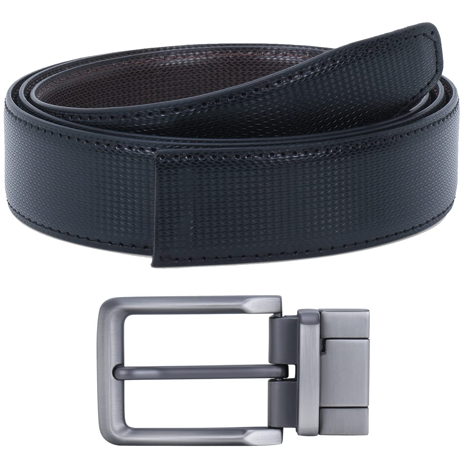 Labnoft Men's Leather Reversible Belt - Black - Image 5