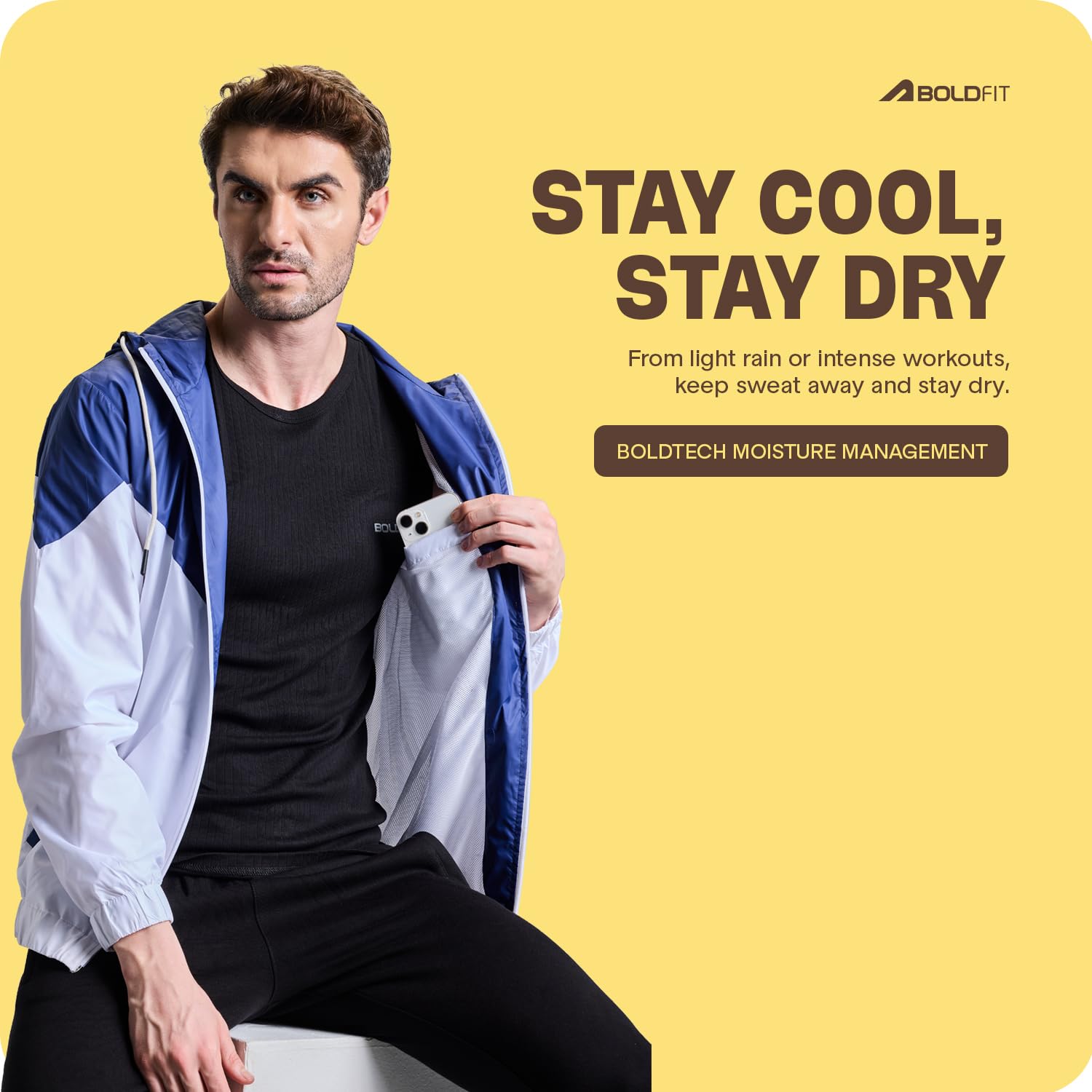 BoldFit Men's Windcheater Jacket - Blue - Image 4