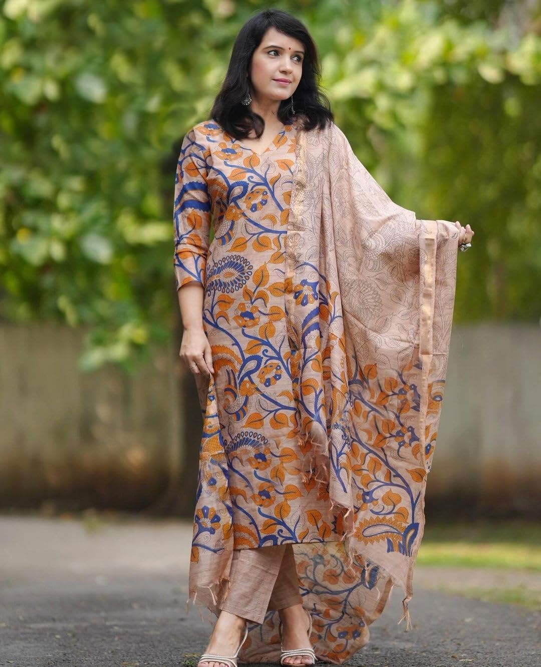 ANNI DESIGNER Beige Kalam Kurta Set for Women - Image 5