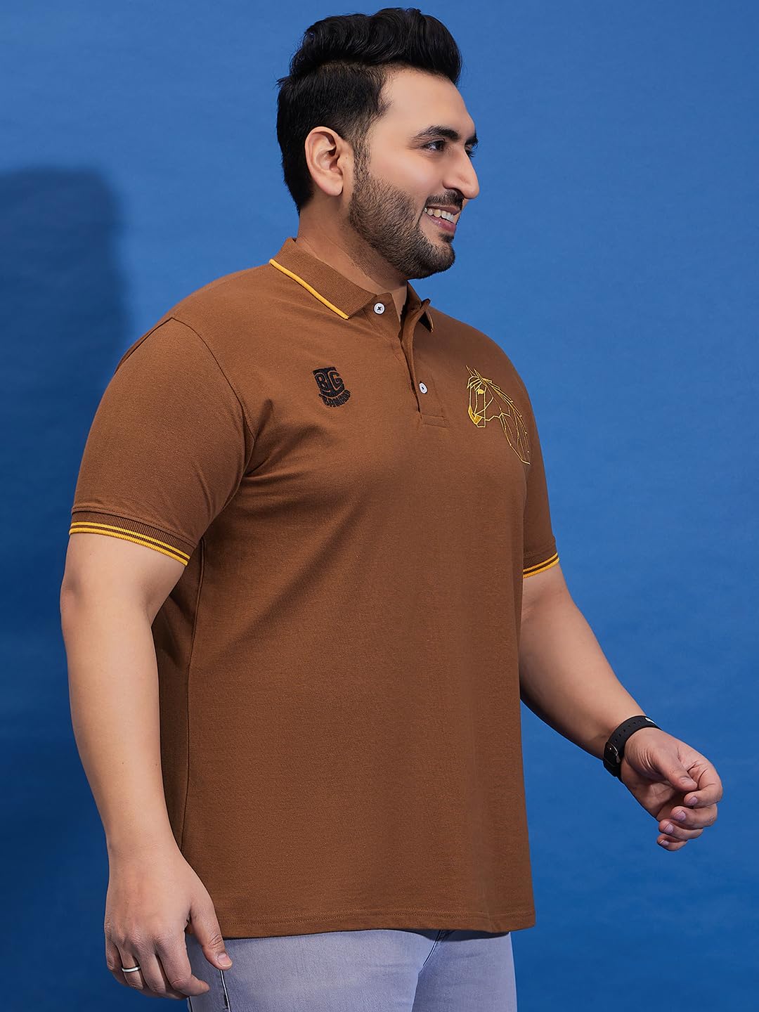 Bigbanana Men's Solid Polo Tshirt - Brick Brown - Image 5