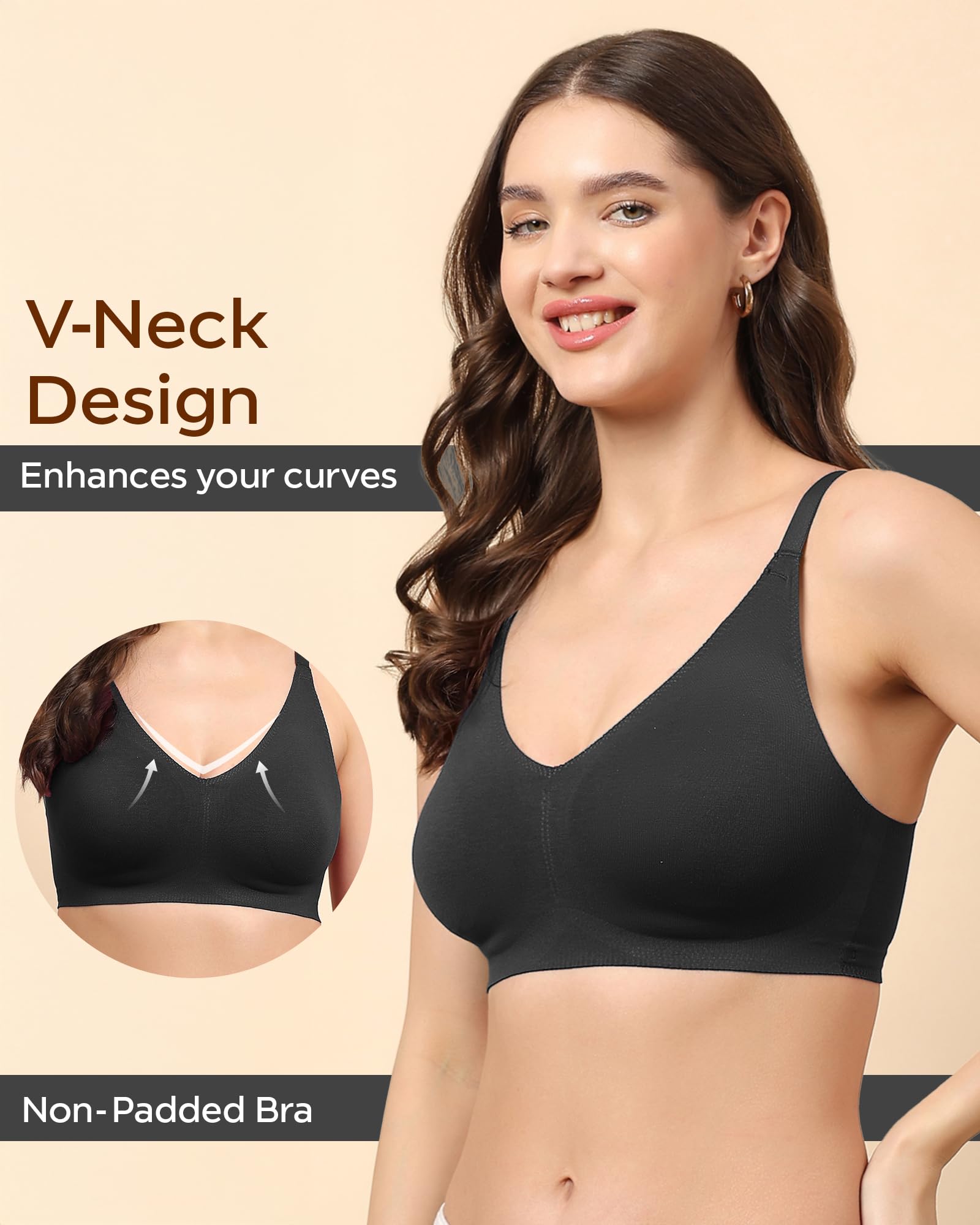 Tweens Invisi-Fit Cotton Spandex Bra - Black - Image 4