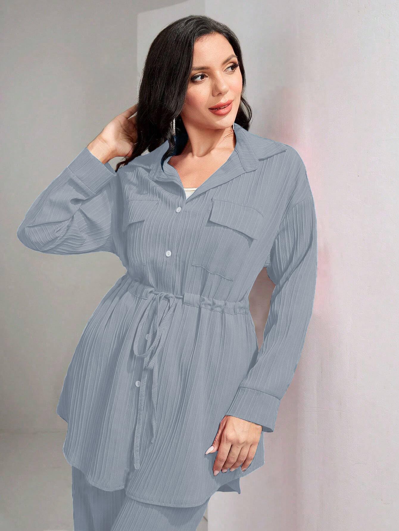 TADKEE Aqua Polyester Co-Ord Set for Women - Image 5