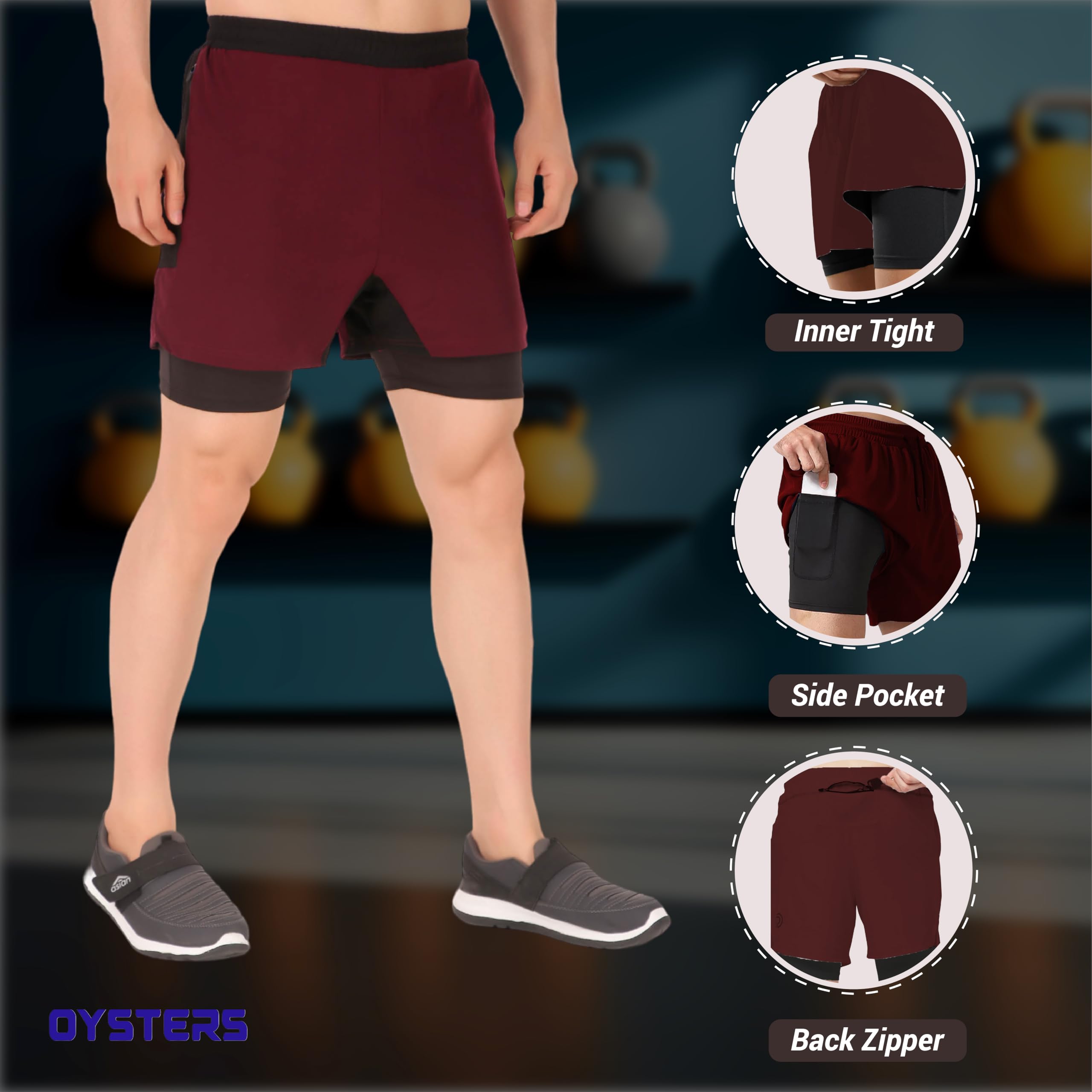 Oysters Men's Running Shorts - Wine - Image 5
