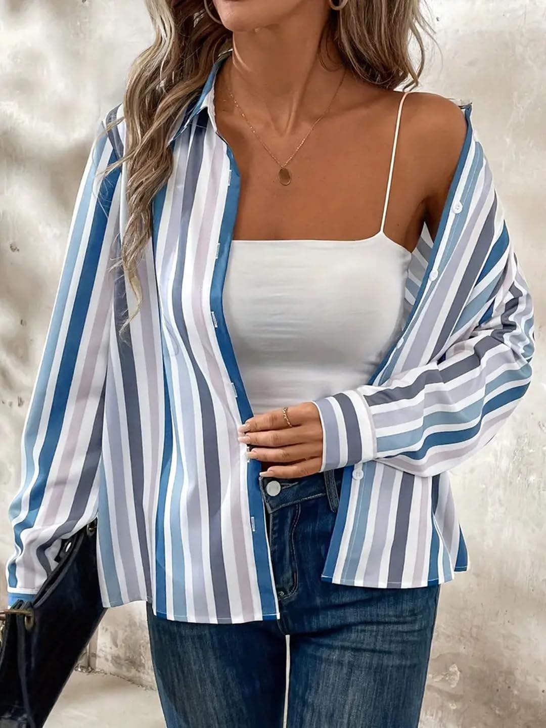 SheWill Women's Blue Stripe Print Shirt - Image 4