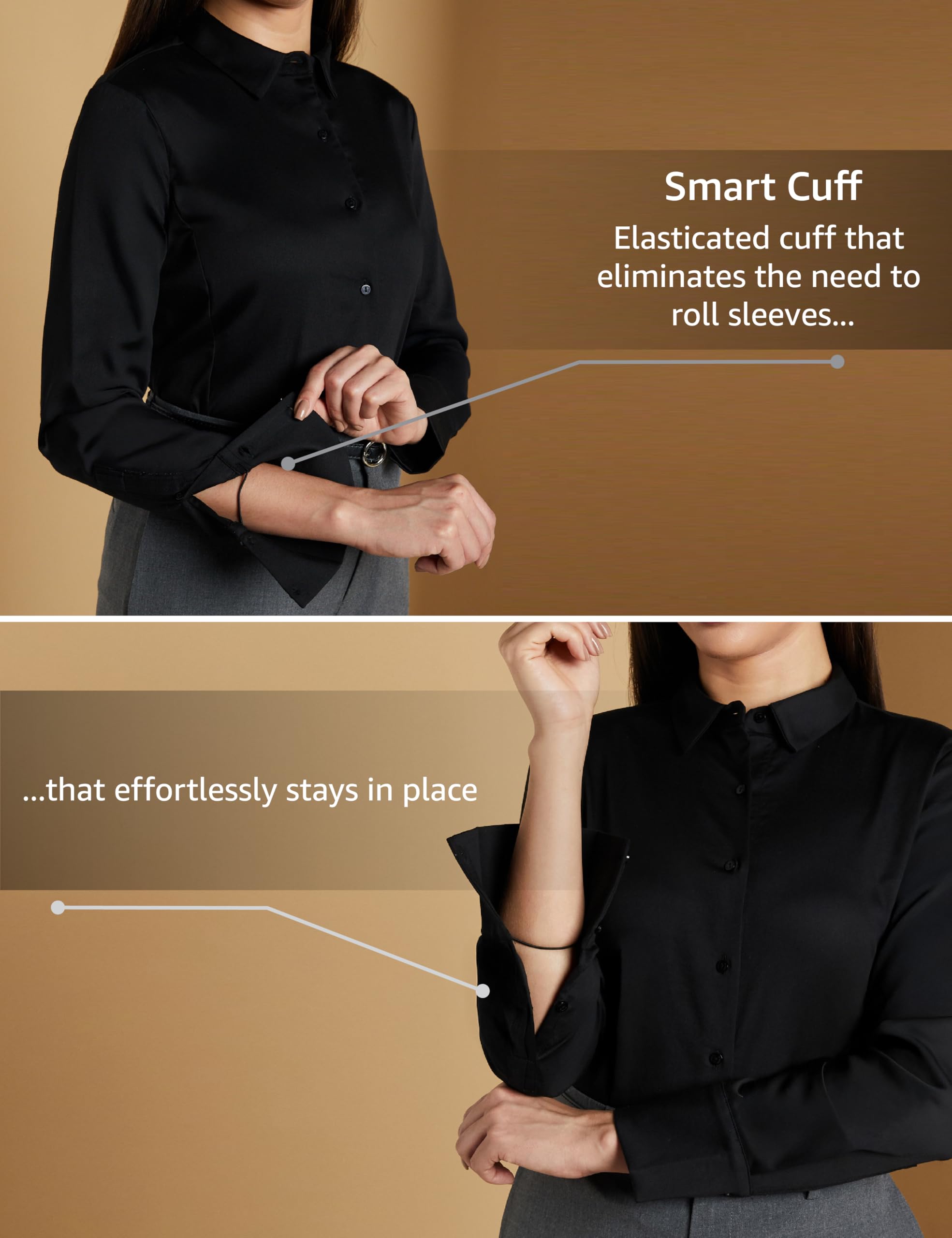 Symbol Women's Cotton Stretch Formal Shirt - Black - Image 4