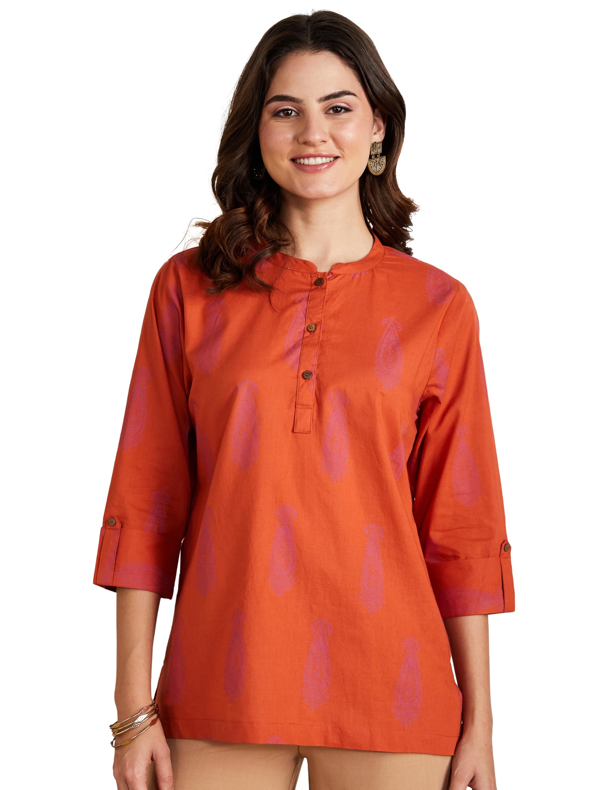 Myx Women's Cotton Kurti - Orange