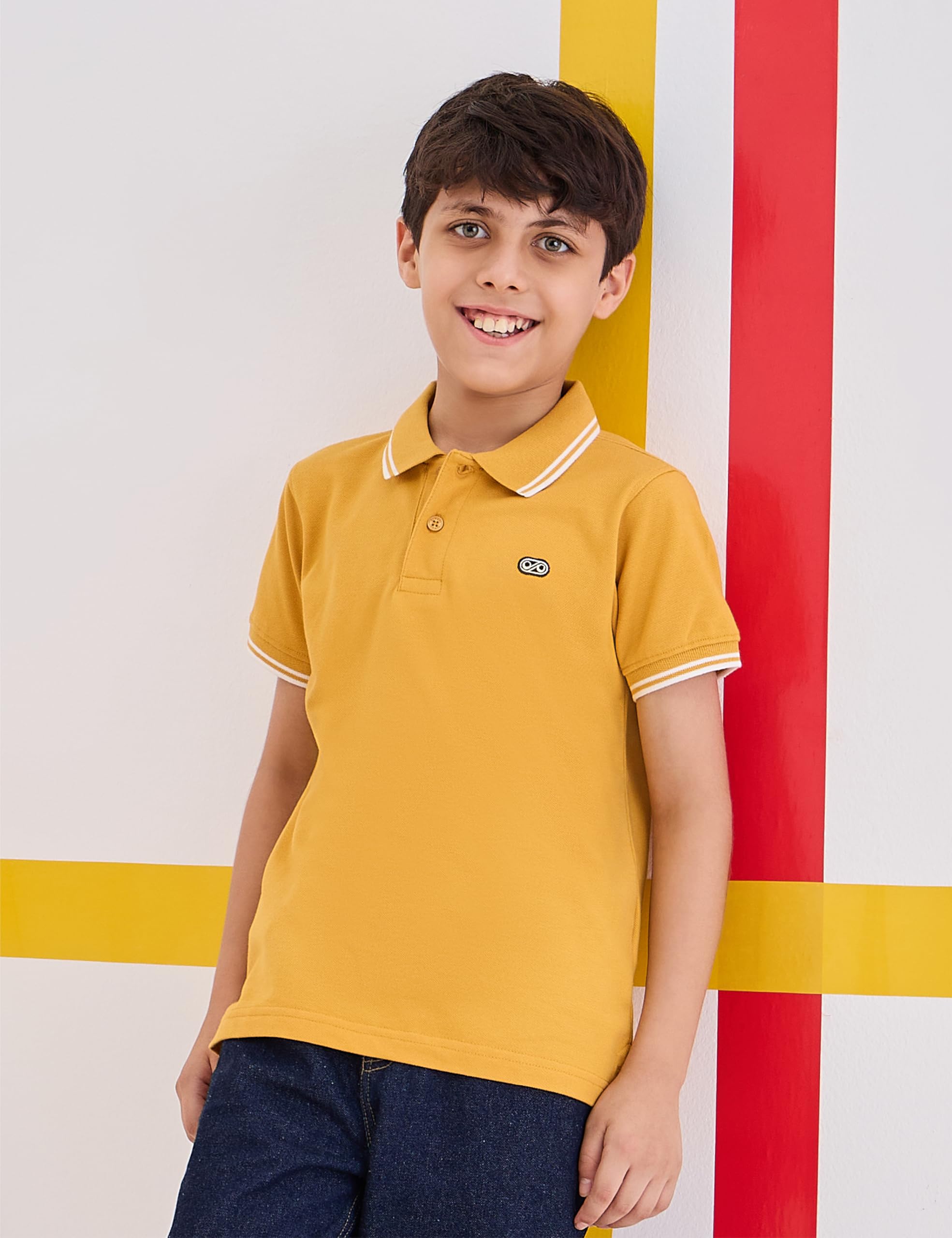Symbol Boy Polo T-Shirt - Maroon Mustard - Image 5