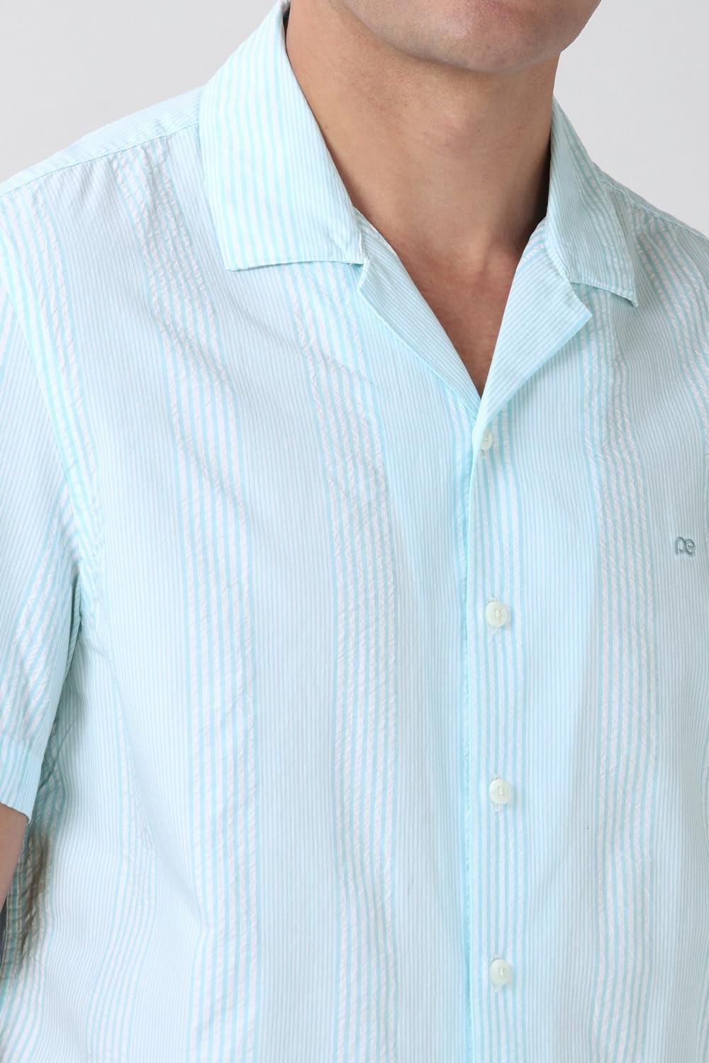 Peter England Men's Striped Shirt - Blue - Image 4