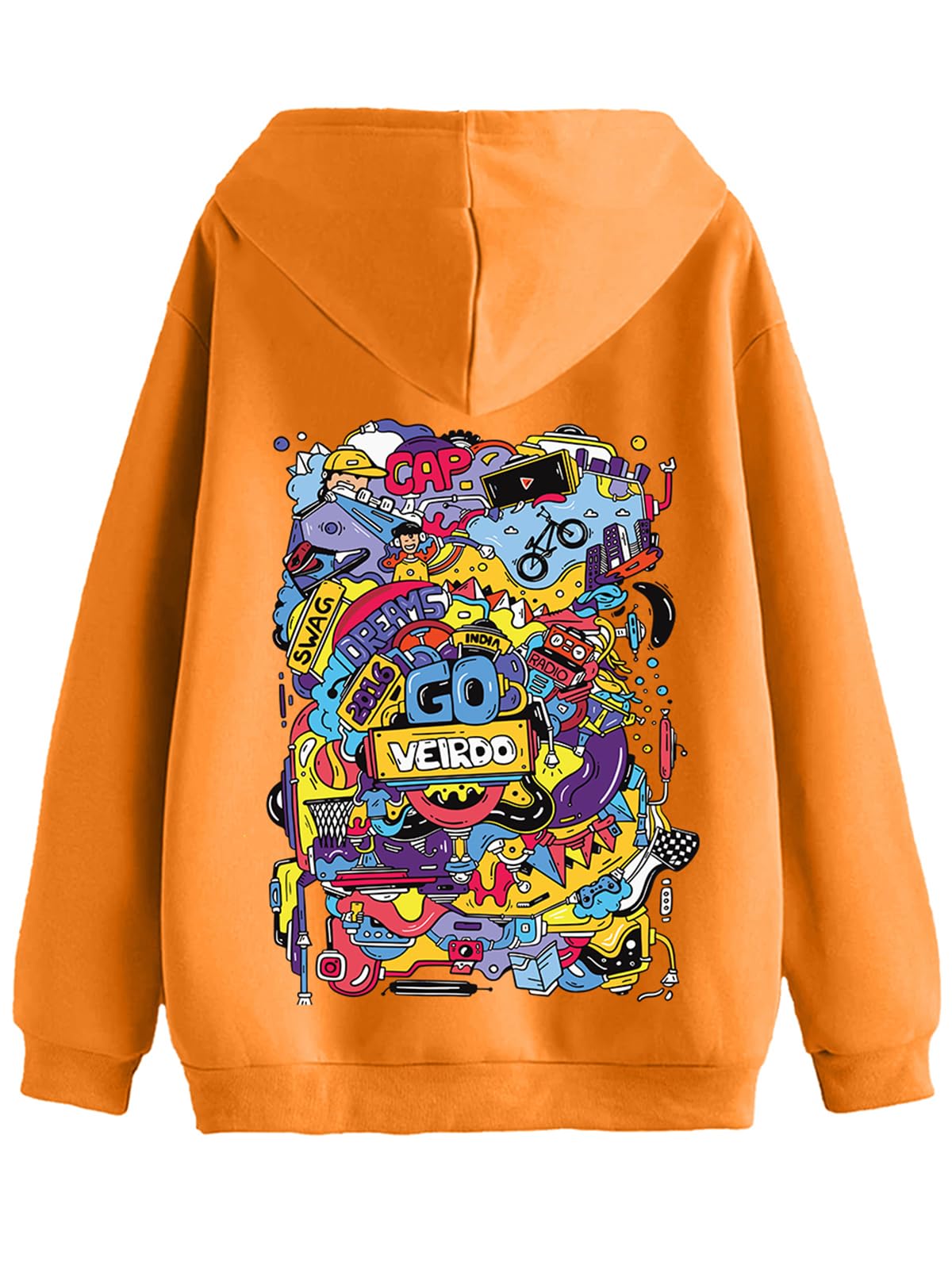 Veirdo Cotton Fleece Hooded Sweatshirt for Men