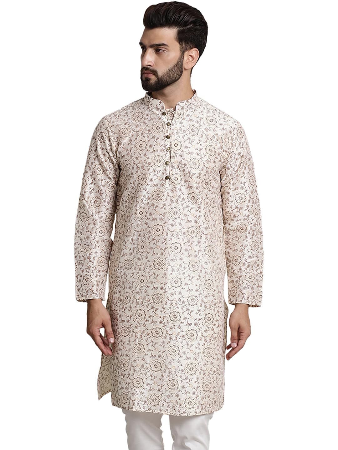 SOJANYA Men's Silk Blend Kurta - Cream