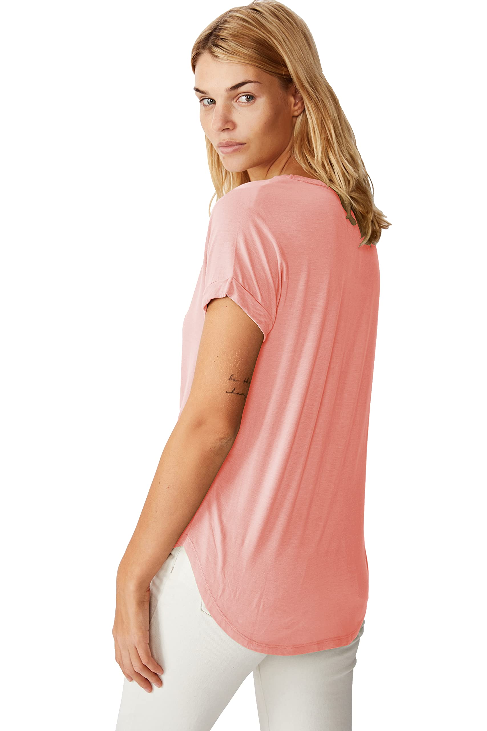 Fabricorn Cotton T-Shirt for Women - Dusty Rose & Airforce Blue - Image 5