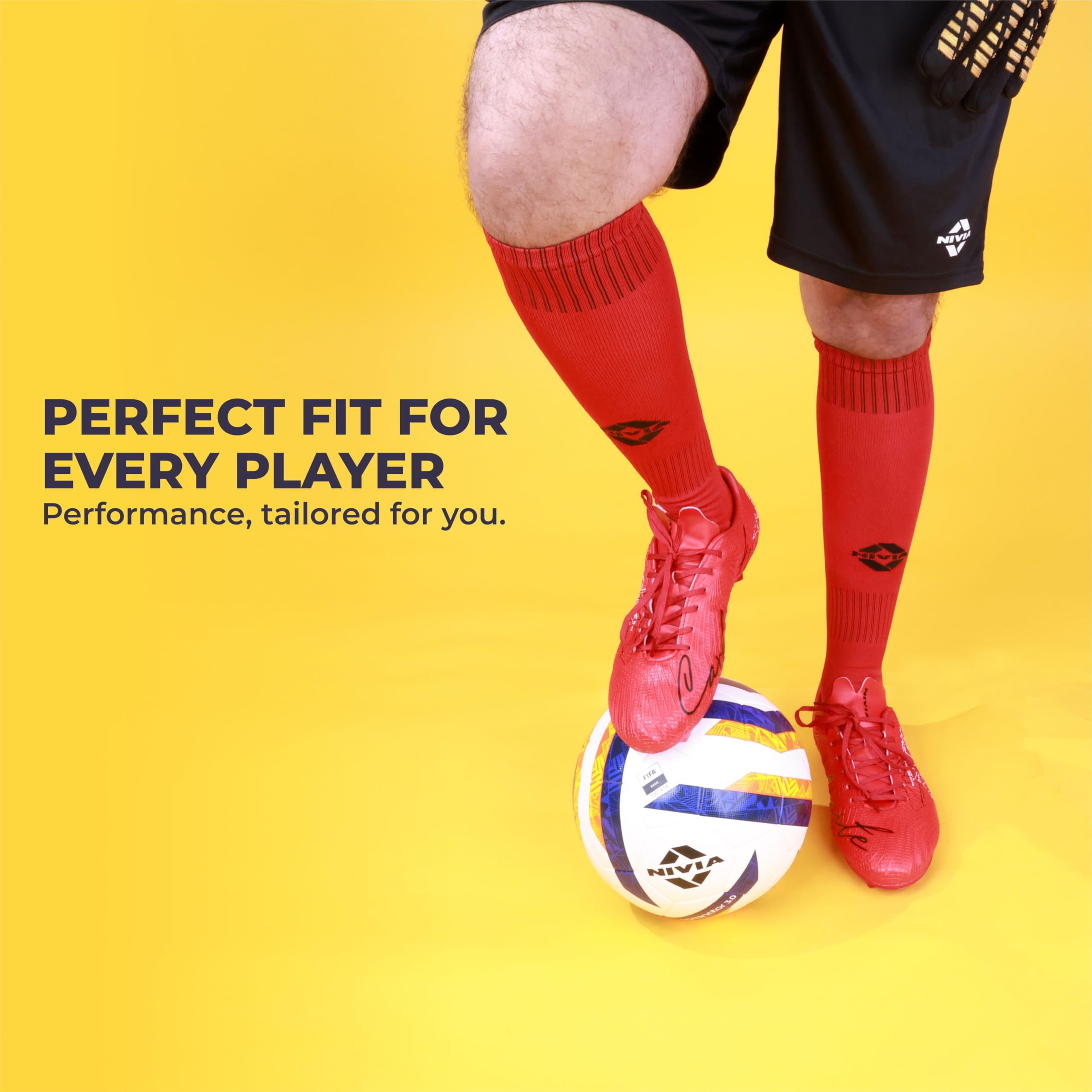 Nivia Football Socks for Men & Women - Red Black - Image 3