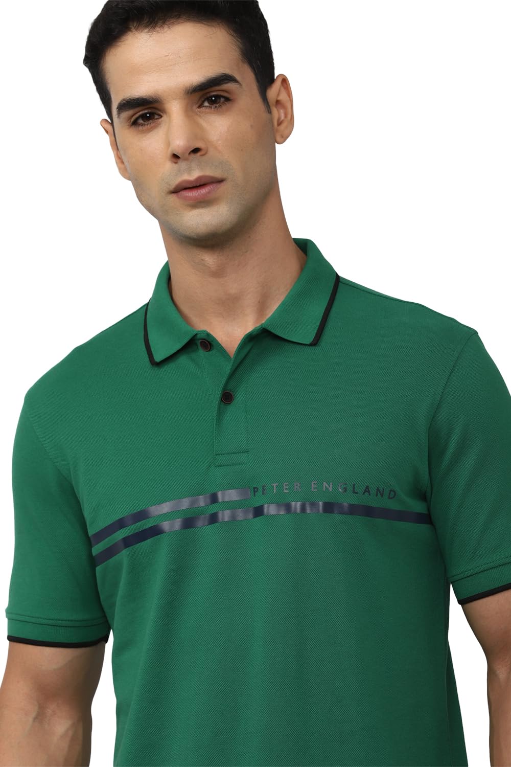 Peter England Men's Polo - Olive - Image 3