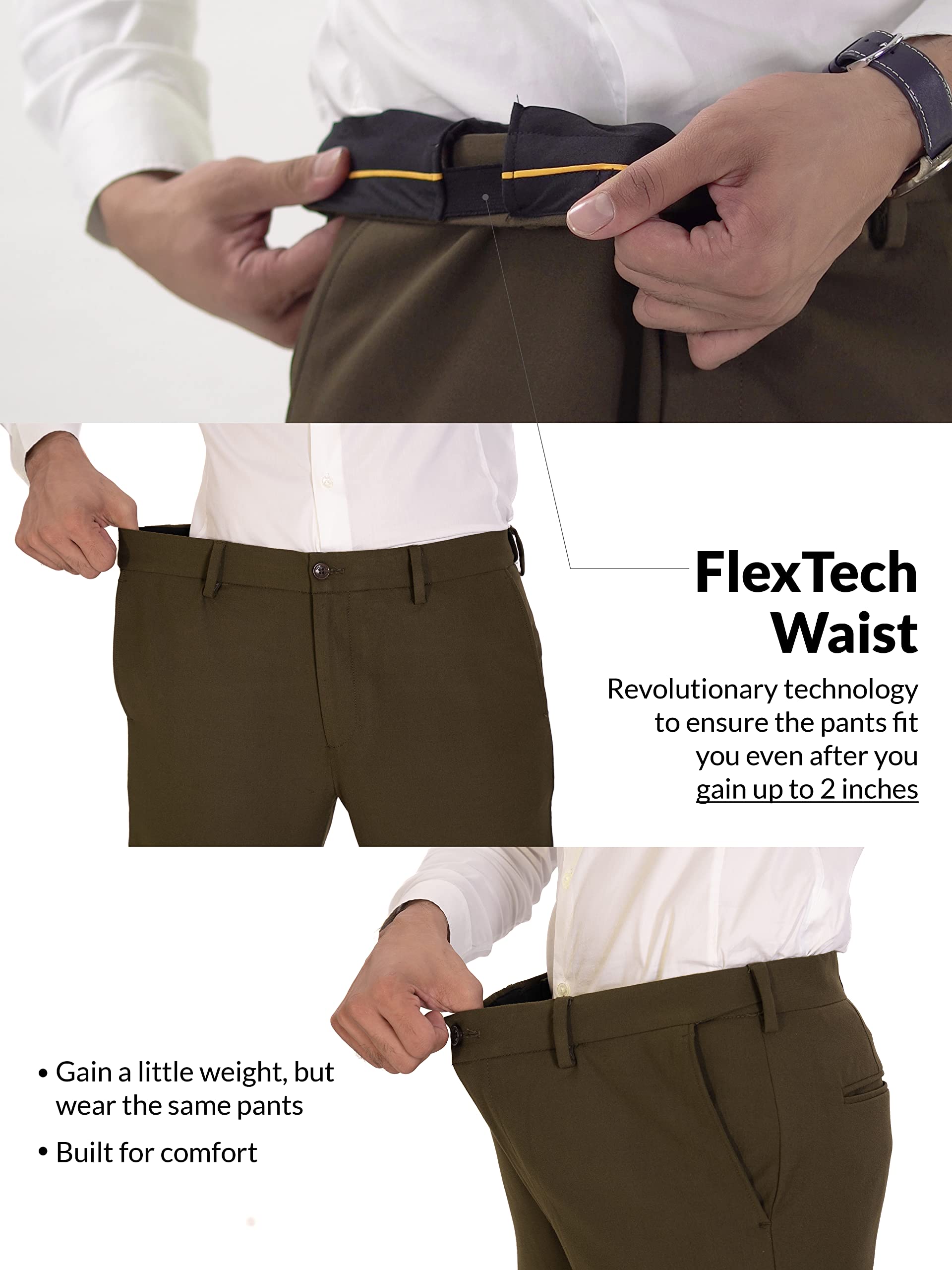 Luxury Olive Formal Pants for Men - Stretchable - Image 4