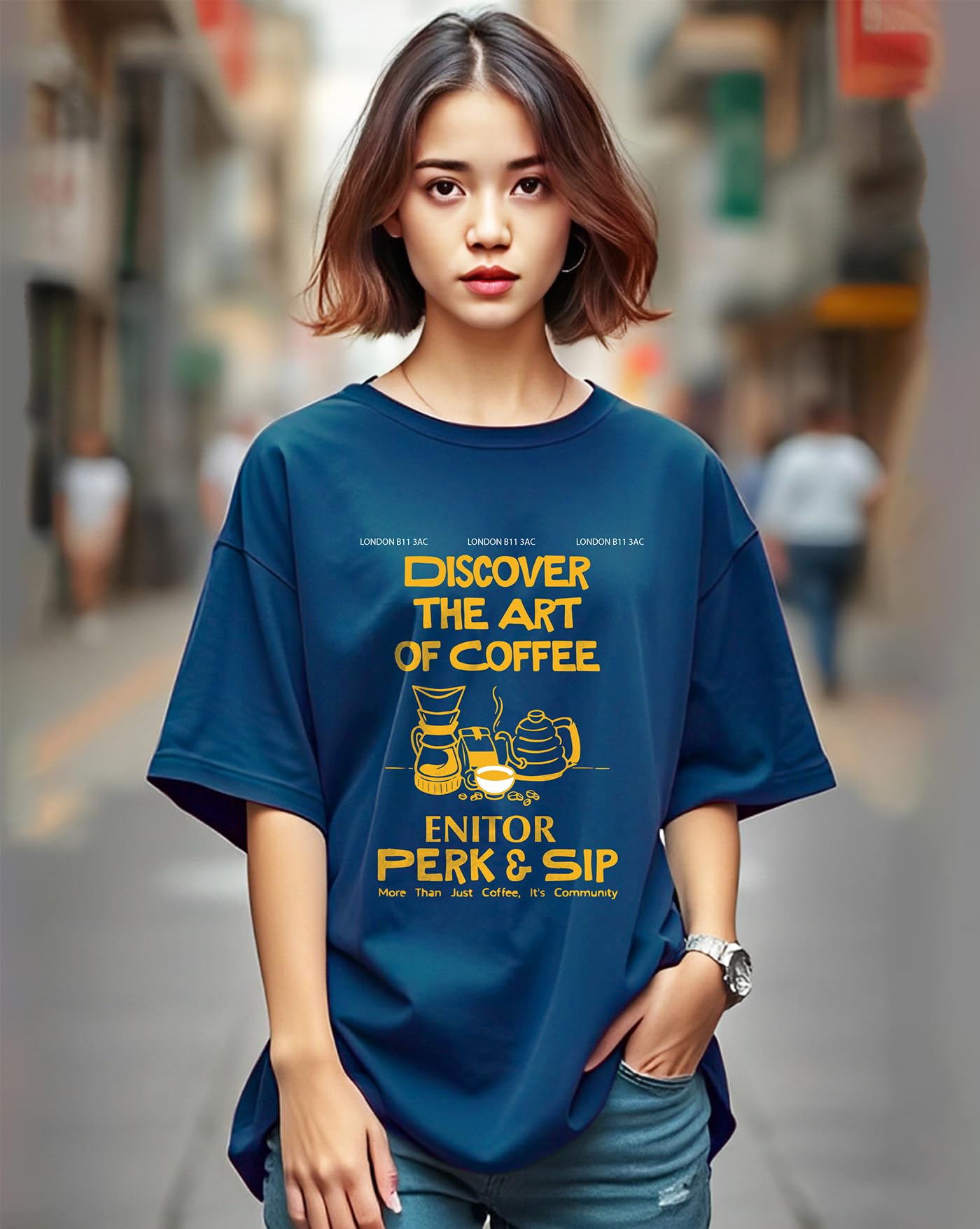 AUSK Women's Oversized Graphic Tee - Cotton - Image 2