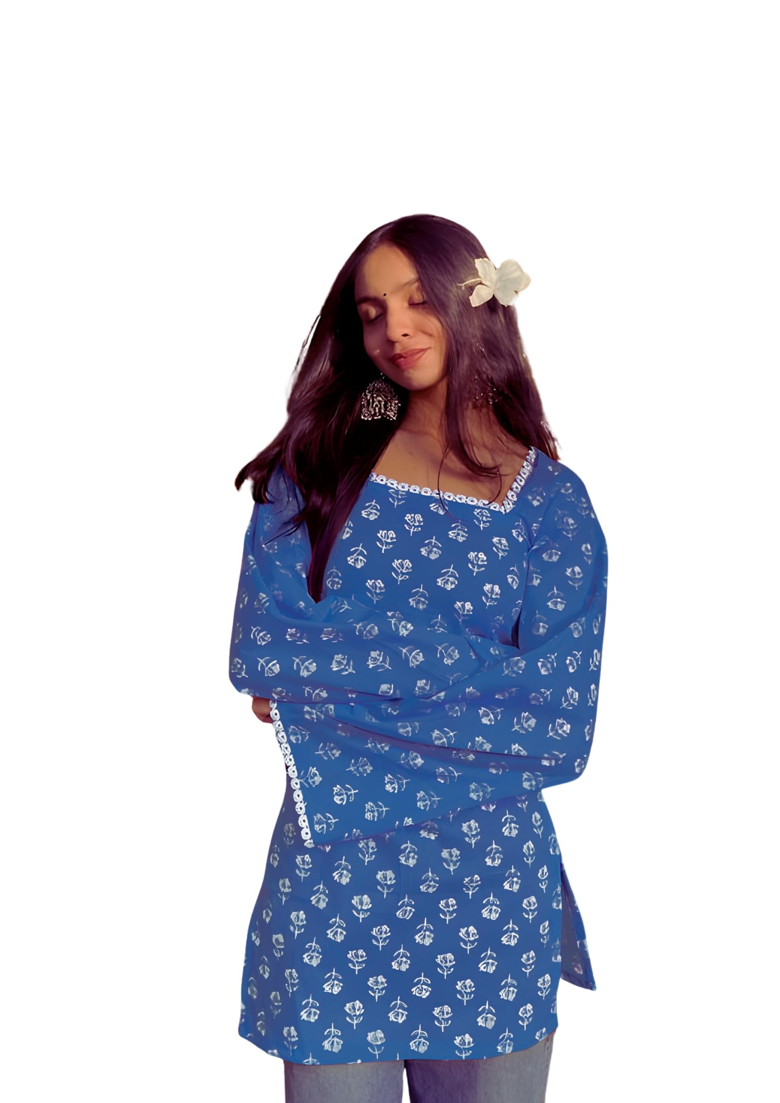 VIHARA Women's Short Kurti with Pakistani Sleeves