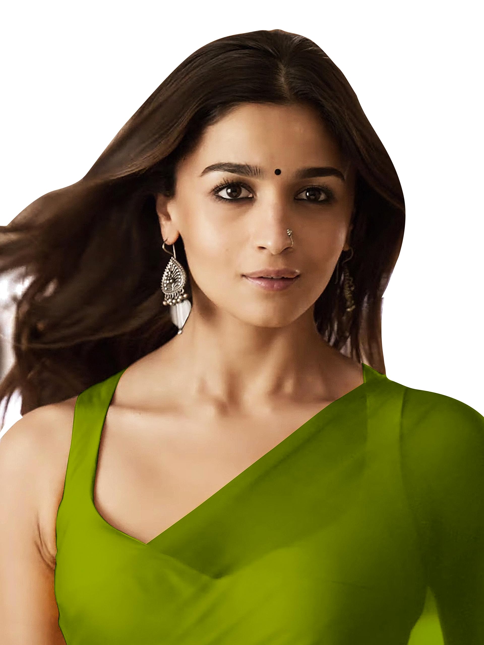 Sidhidata Women's Georgette Saree - Mehendi - Image 2