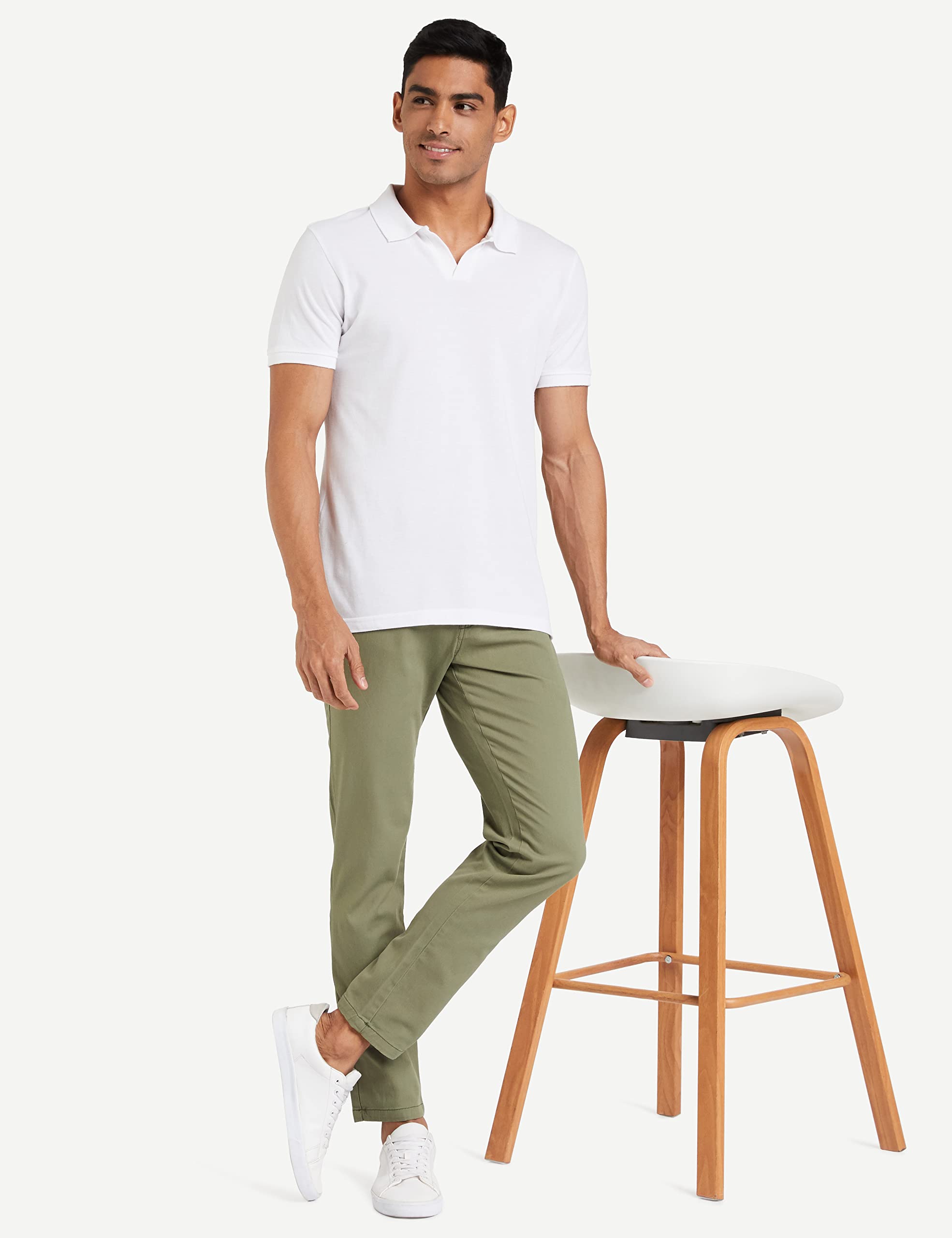 Symbol Men Slim Casual Trousers - Light Olive - Image 3