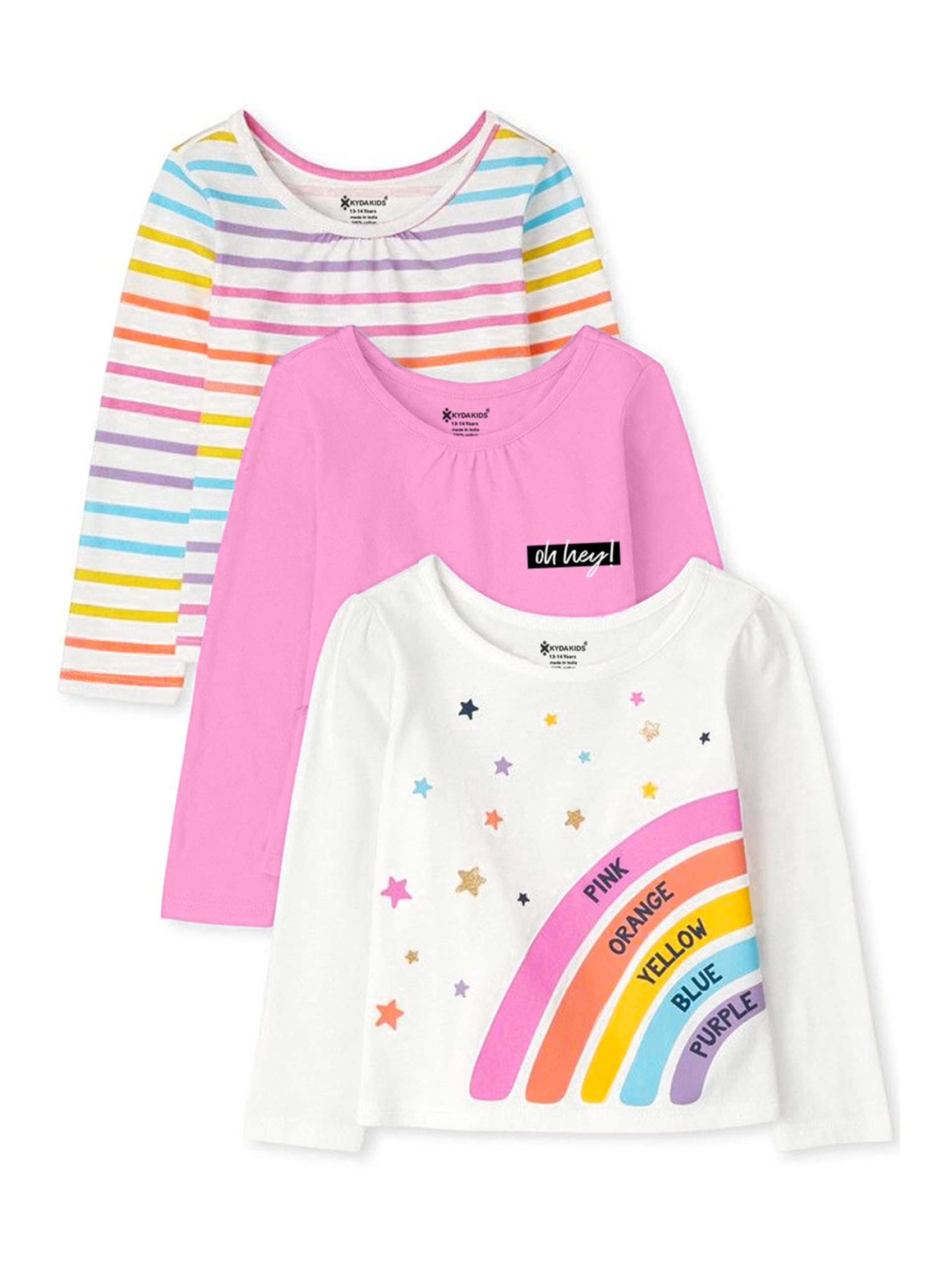 KYDA KIDS Girl's Printed T-Shirt - Pink