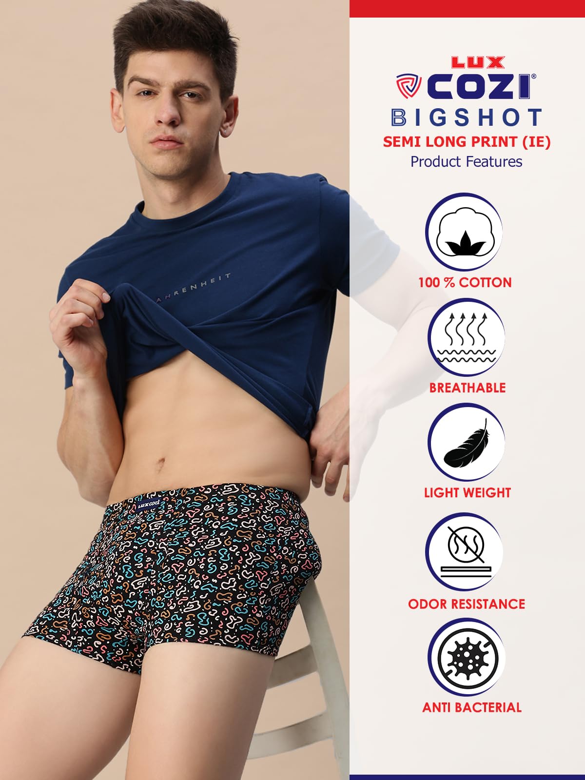 Lux Cozi Men's Assorted Printed Trunk - Image 3