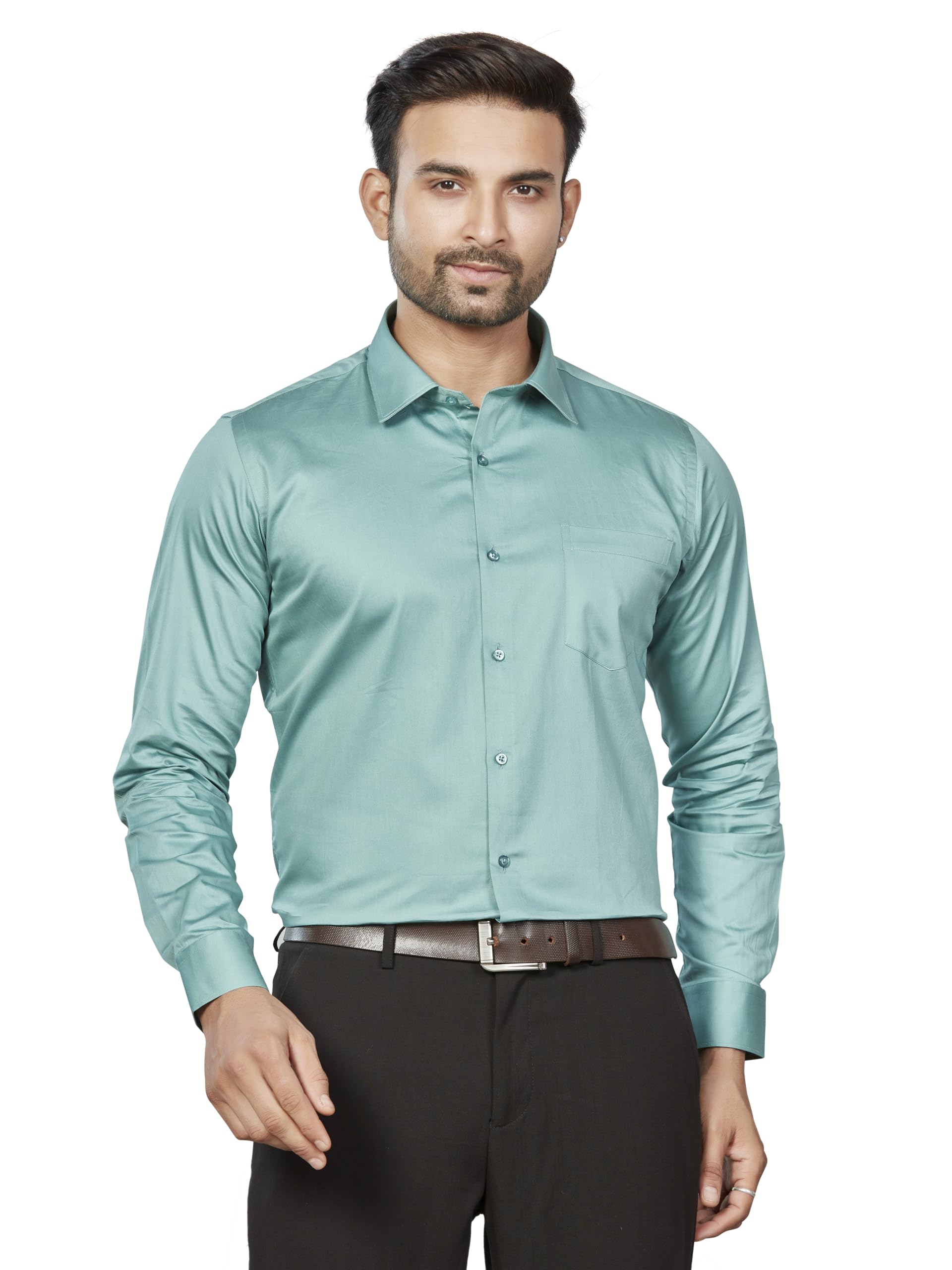 DUKUL Formal Shirt for Men - Green Cotton