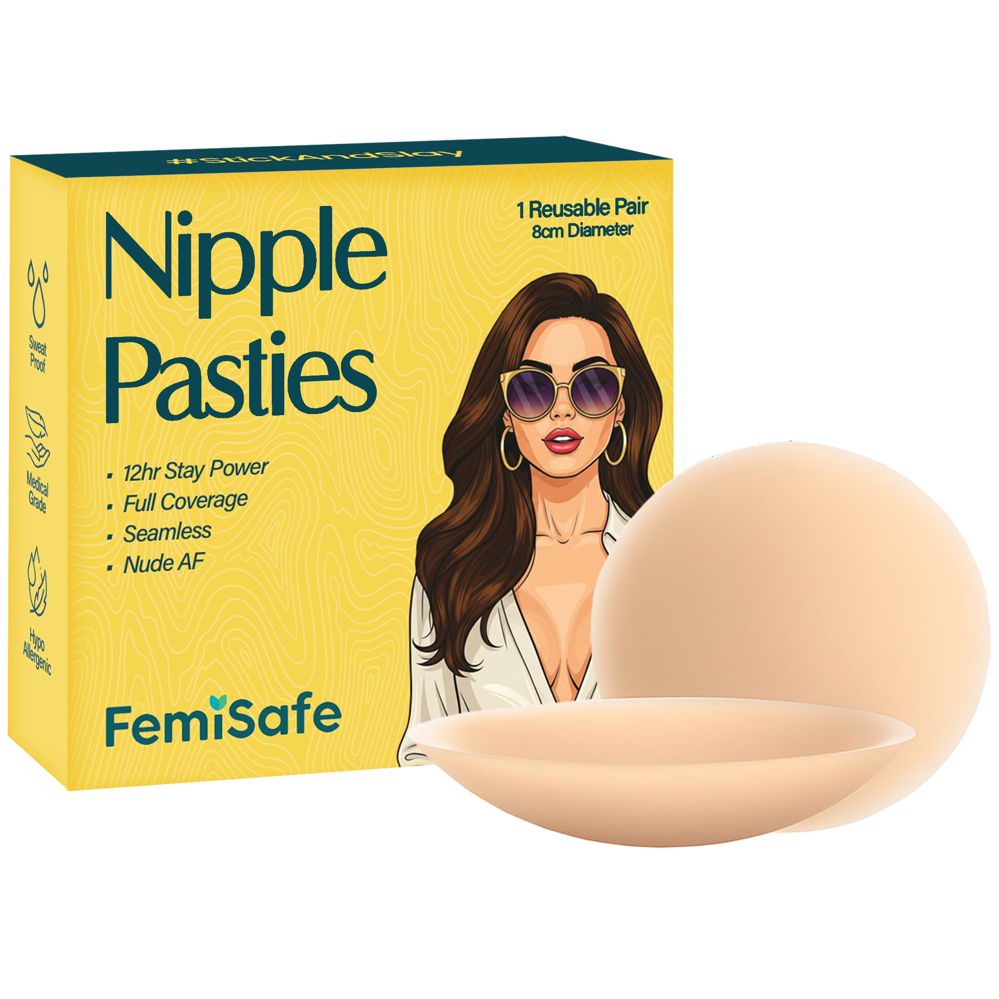 FemiSafe Reusable Nipple Covers for Women - Nude