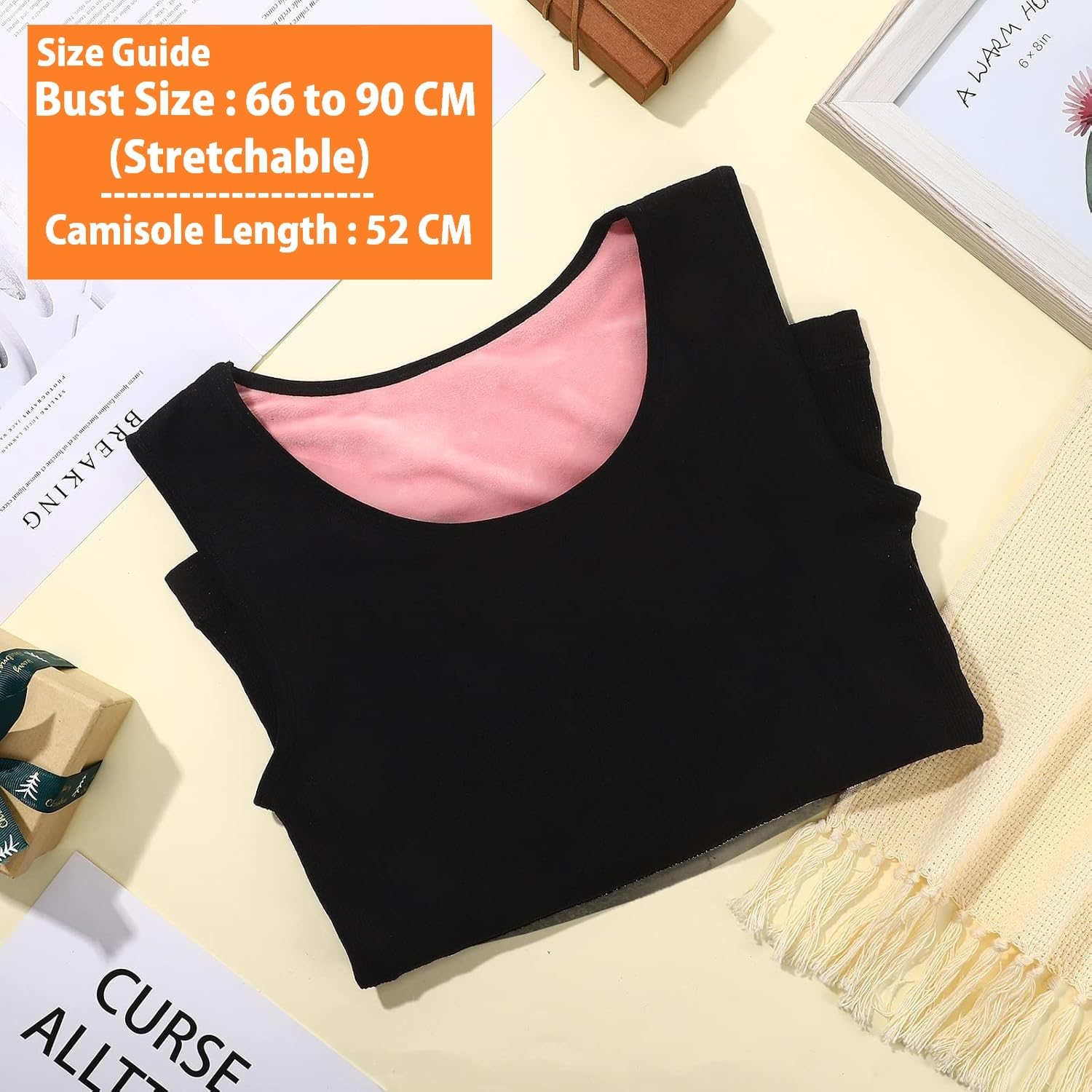 Apricot Velvet Thermal Tank Top for Women - Image 5