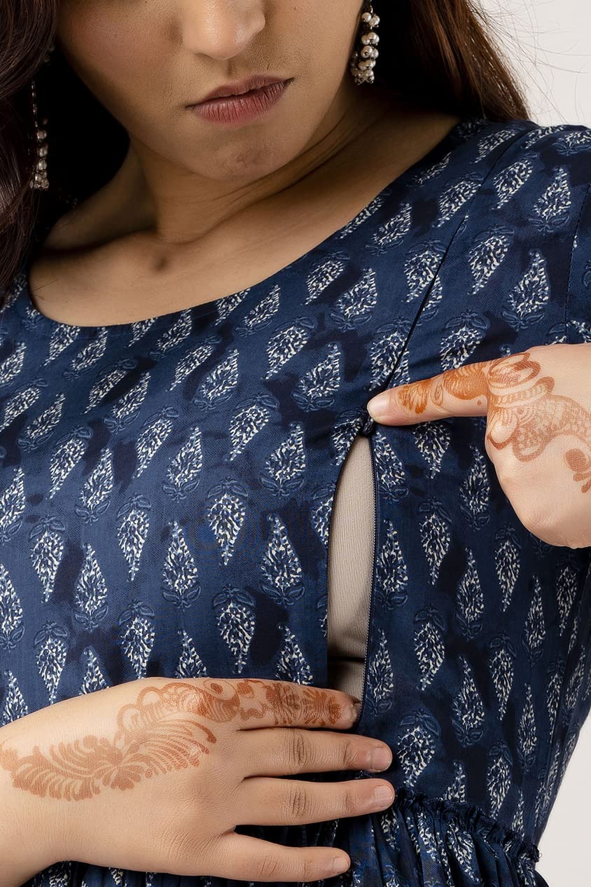 VARICOS Women's Red Anarkali Maternity Kurta - Image 2