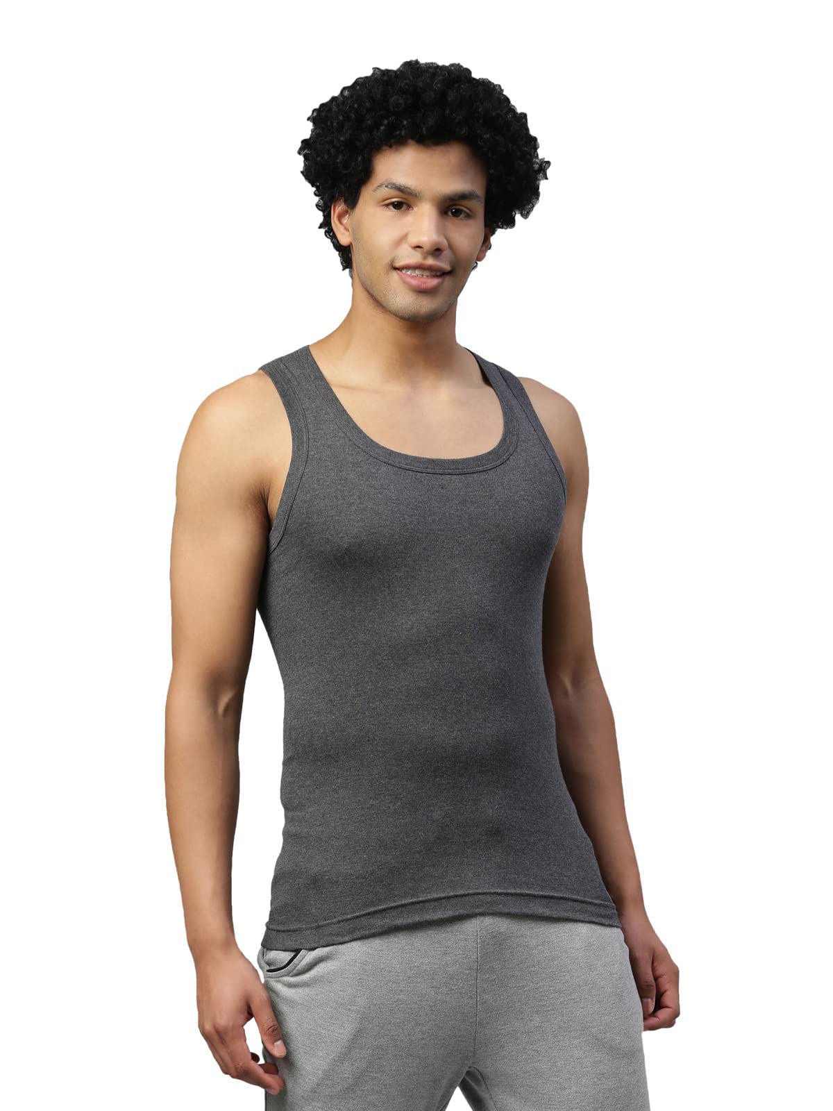 Dixcy Scott Mens Cotton Vest - Charcoal - Image 3