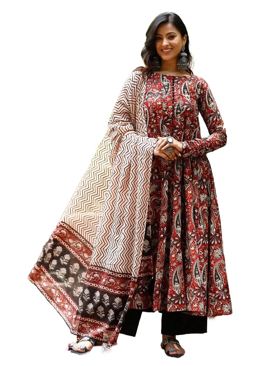 Maroon Anarkali Kurta Set for Women