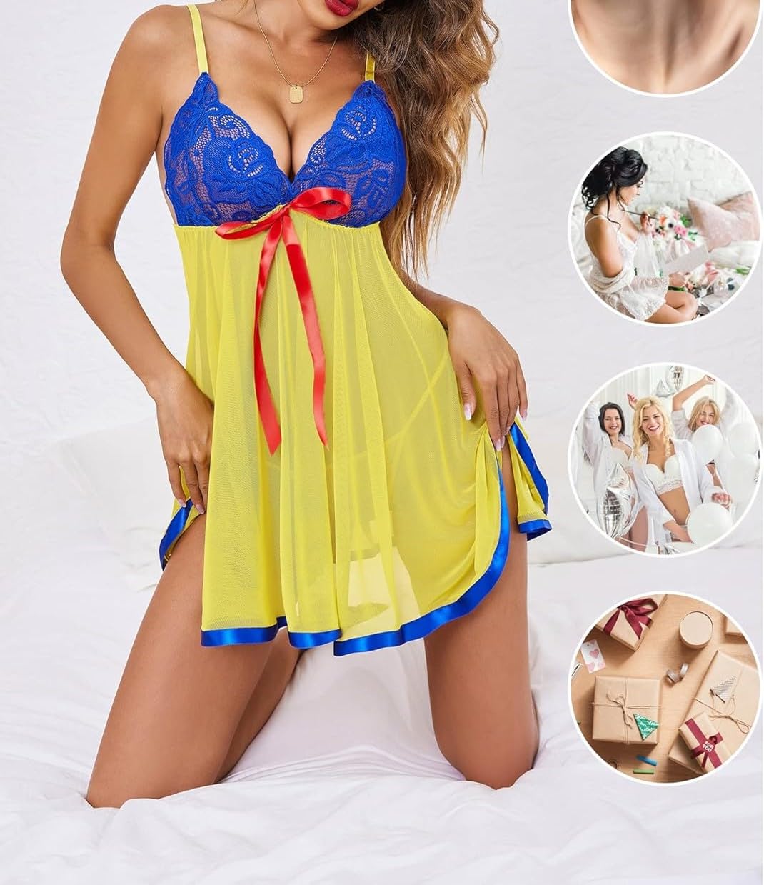MADSY Sheer Lace Babydoll Lingerie - Snow White - Image 3