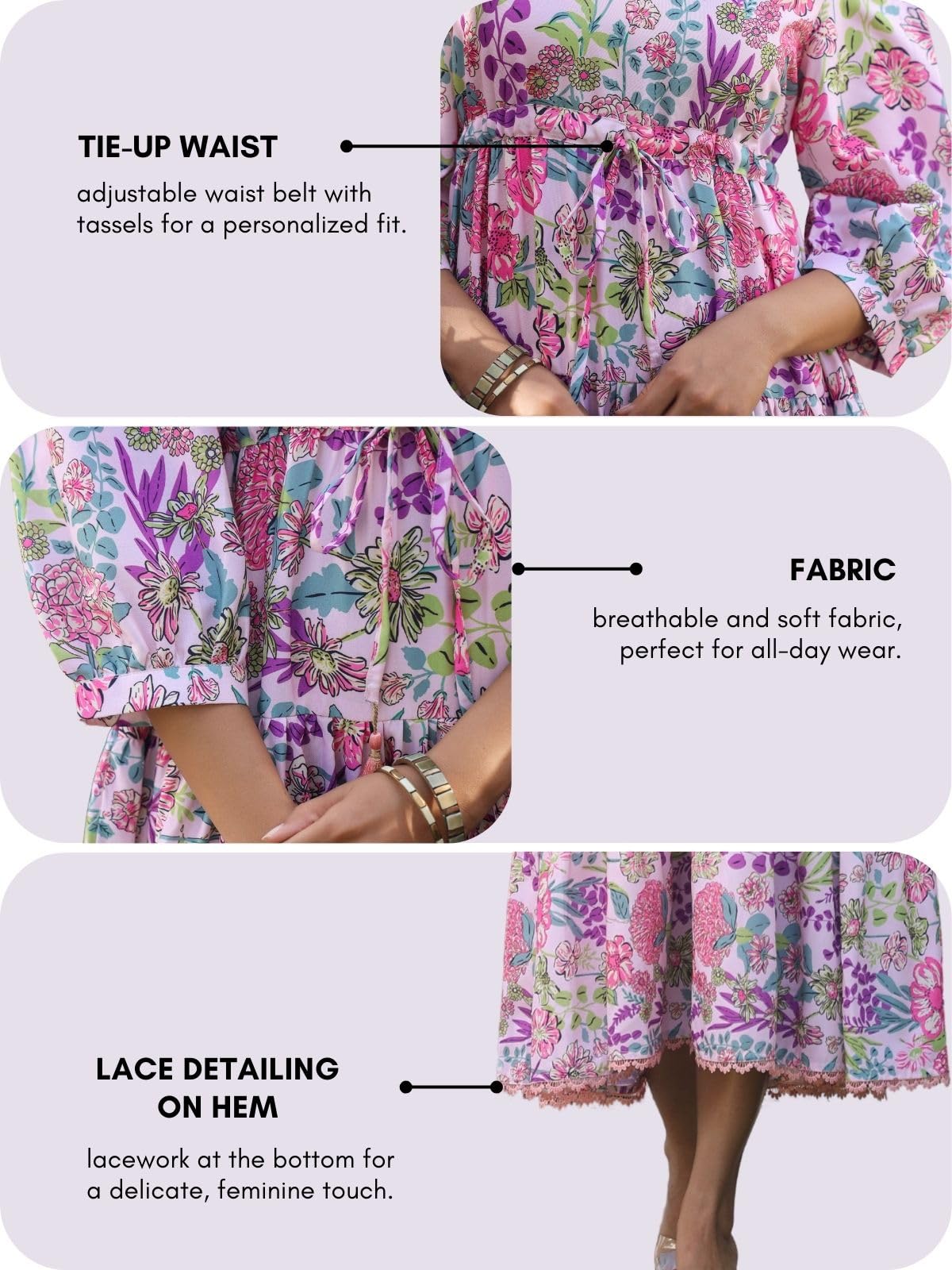 GRECIILOOKS Women A-Line Rayon Western Dress - Pink - Image 5