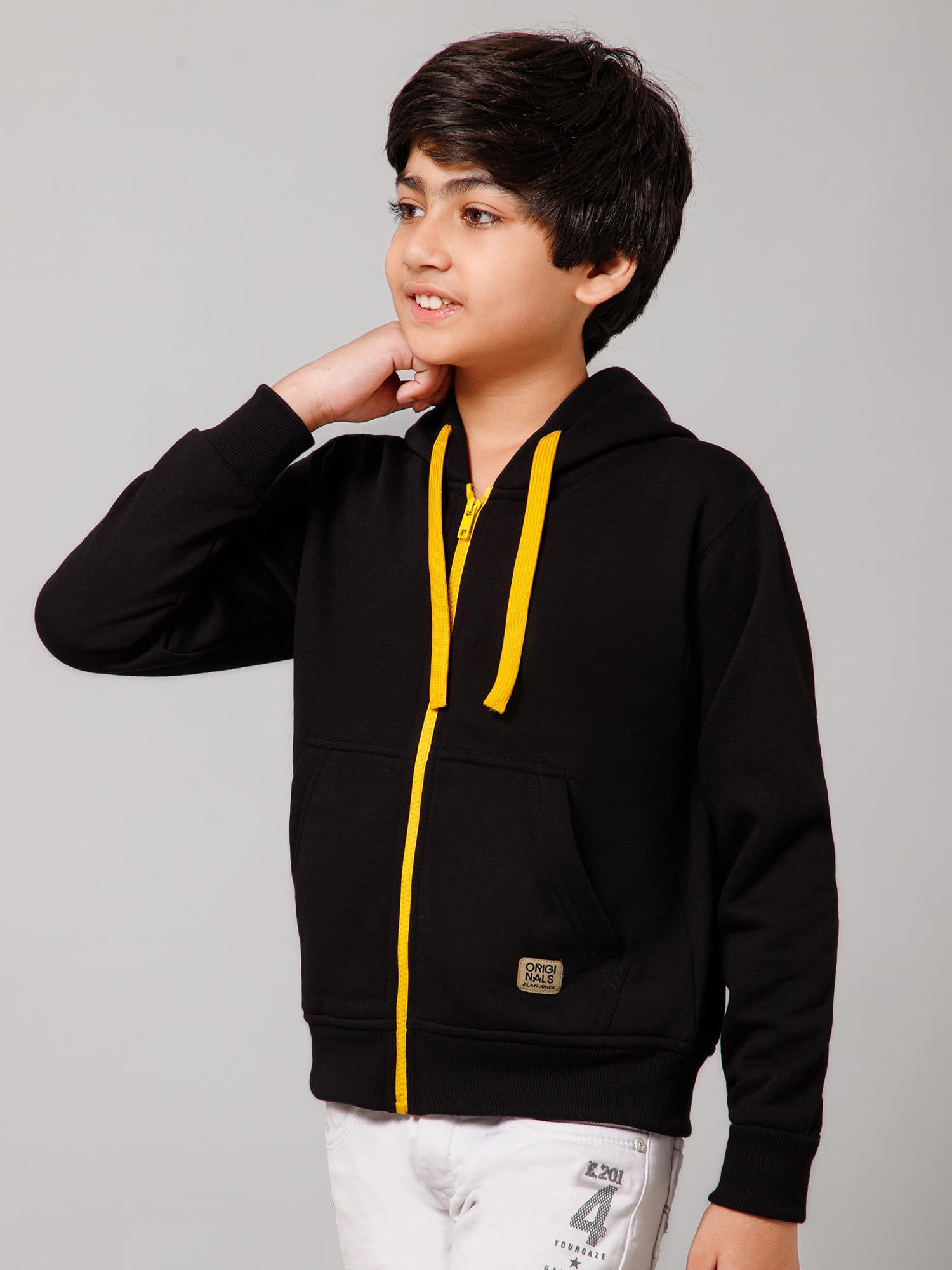 Alan Jones Boys Black Fleece Hoodie - Image 3