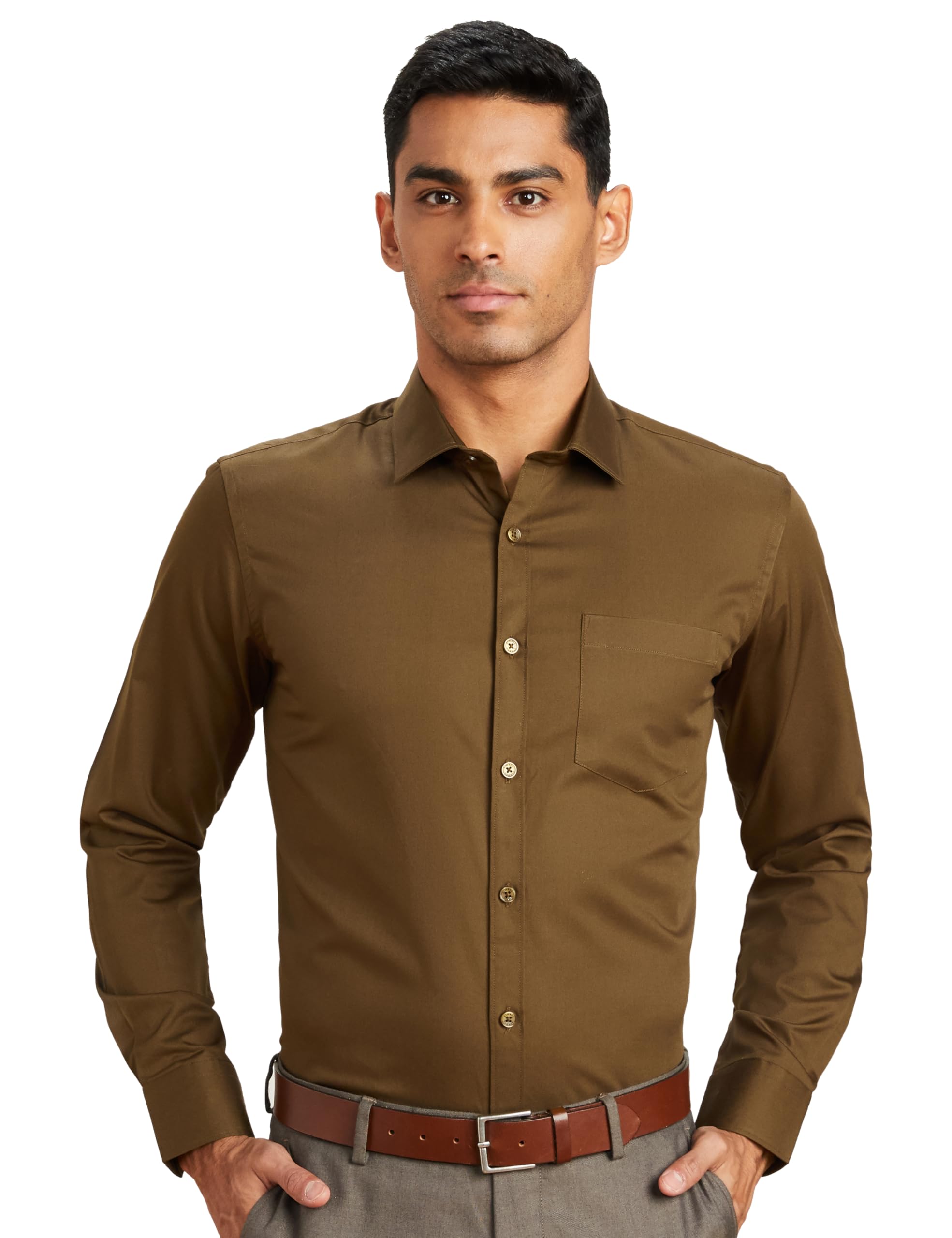 Symbol Men's Brown Formal Shirt