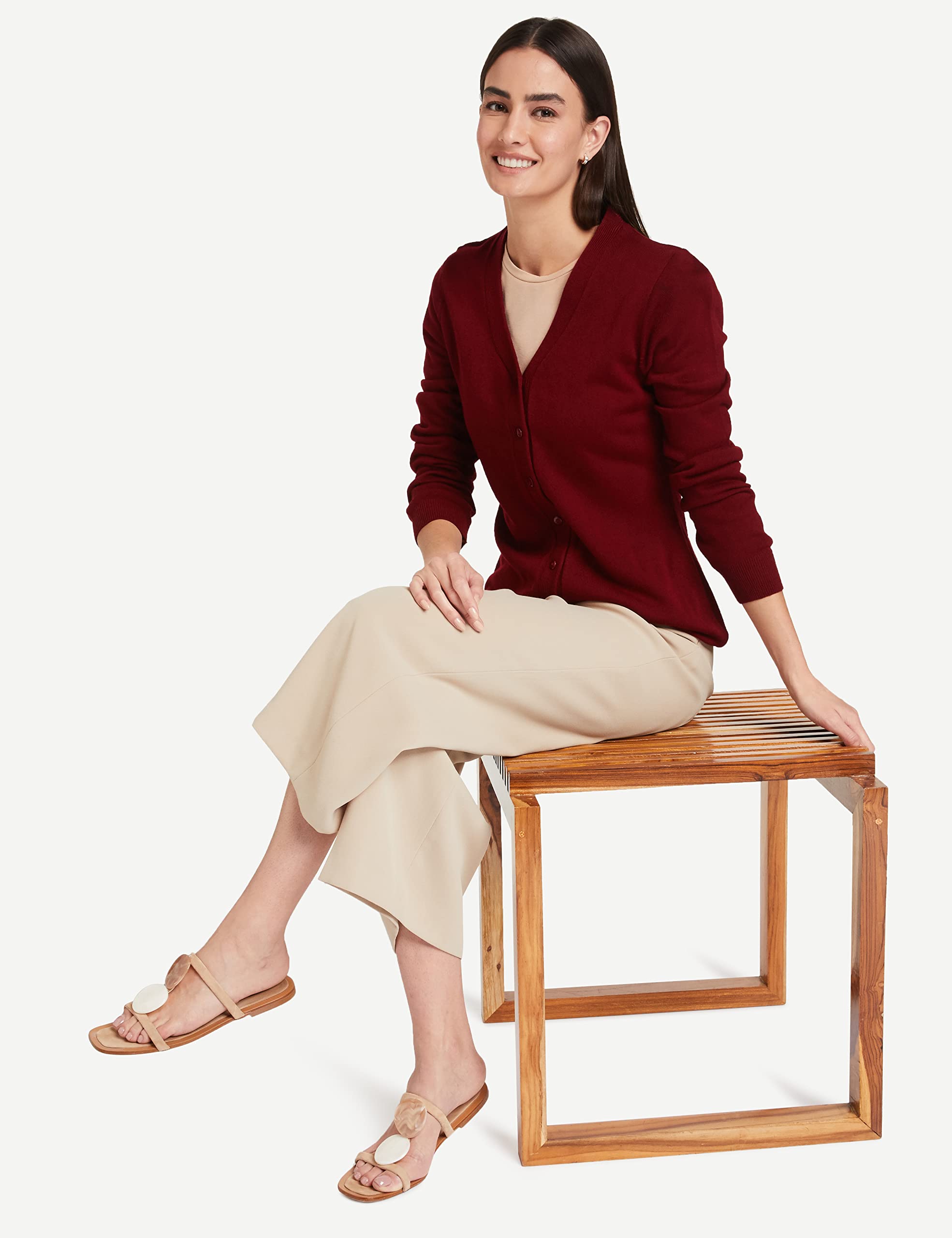 Cozy Maroon Cardigan Sweater for Women - Image 3