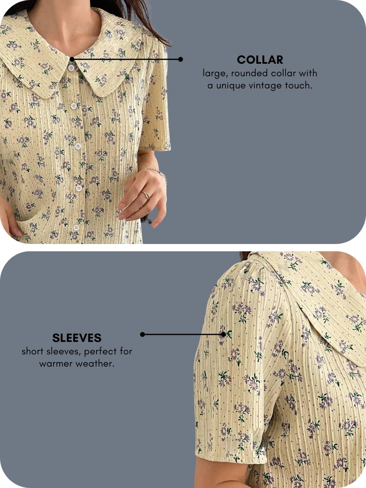 GRECIILOOKS Cotton Floral Long Tops for Women - Yellow - Image 5